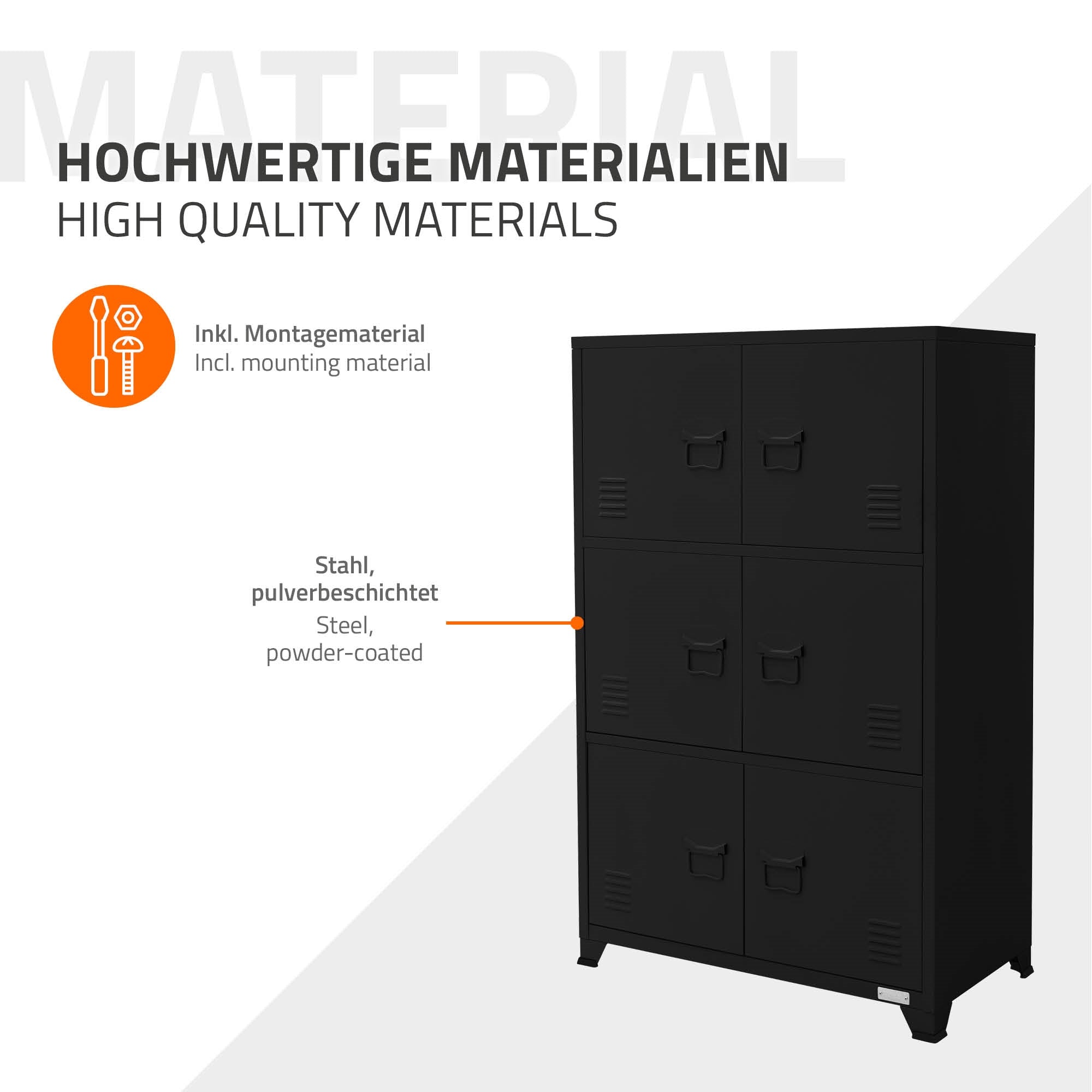 ECD Germany Werkstatt & Werkzeuge Armoire bureau acier noir 75x40x120 cm