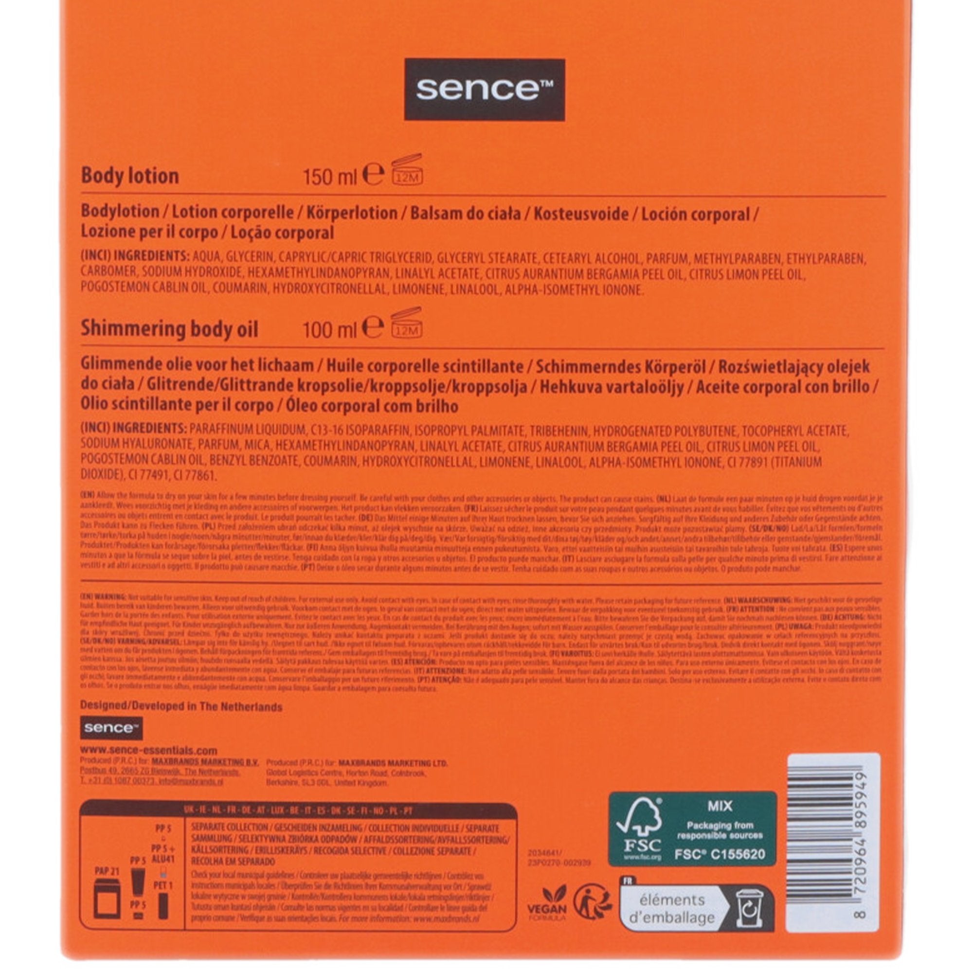 Sence Essential Duo coffret lait + huile pailletée corps