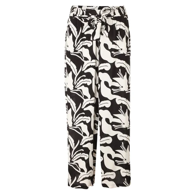 Stokomani Mode pantalon large noir imprimé fluide femme