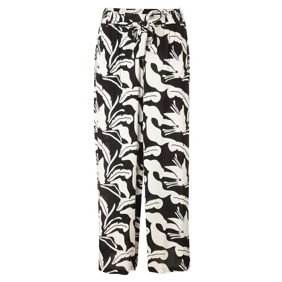 Stokomani Mode pantalon large noir imprimé fluide femme