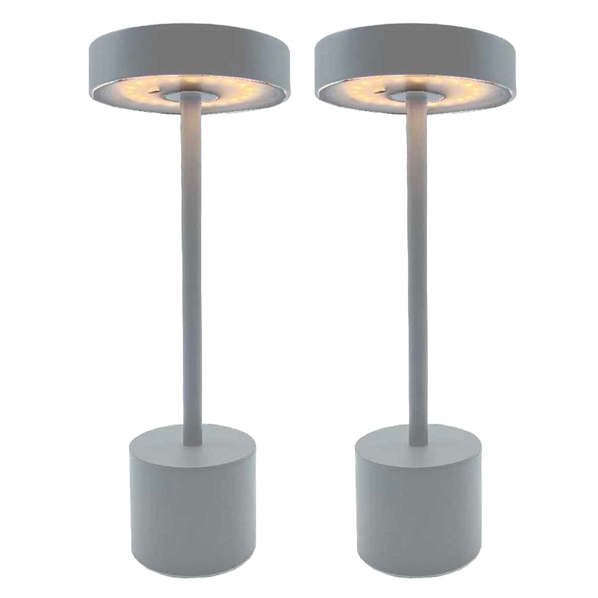 Red Deco Roby Grey lot 2 lampes de table sans fil gris H30cm tactile