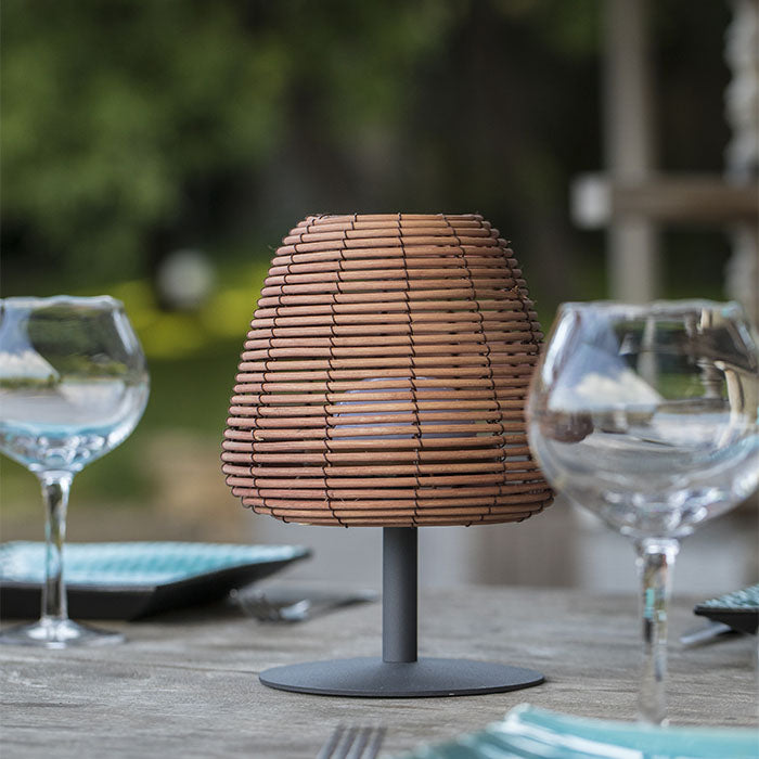Red Deco Boheme lot 4 lampes sans fil rotin H25 cm