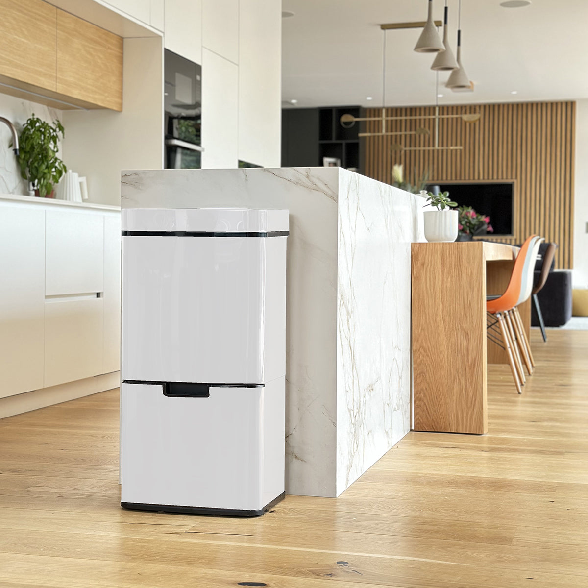 Red Deco Narvik poubelle cuisine automatique blanche 75 L tri
