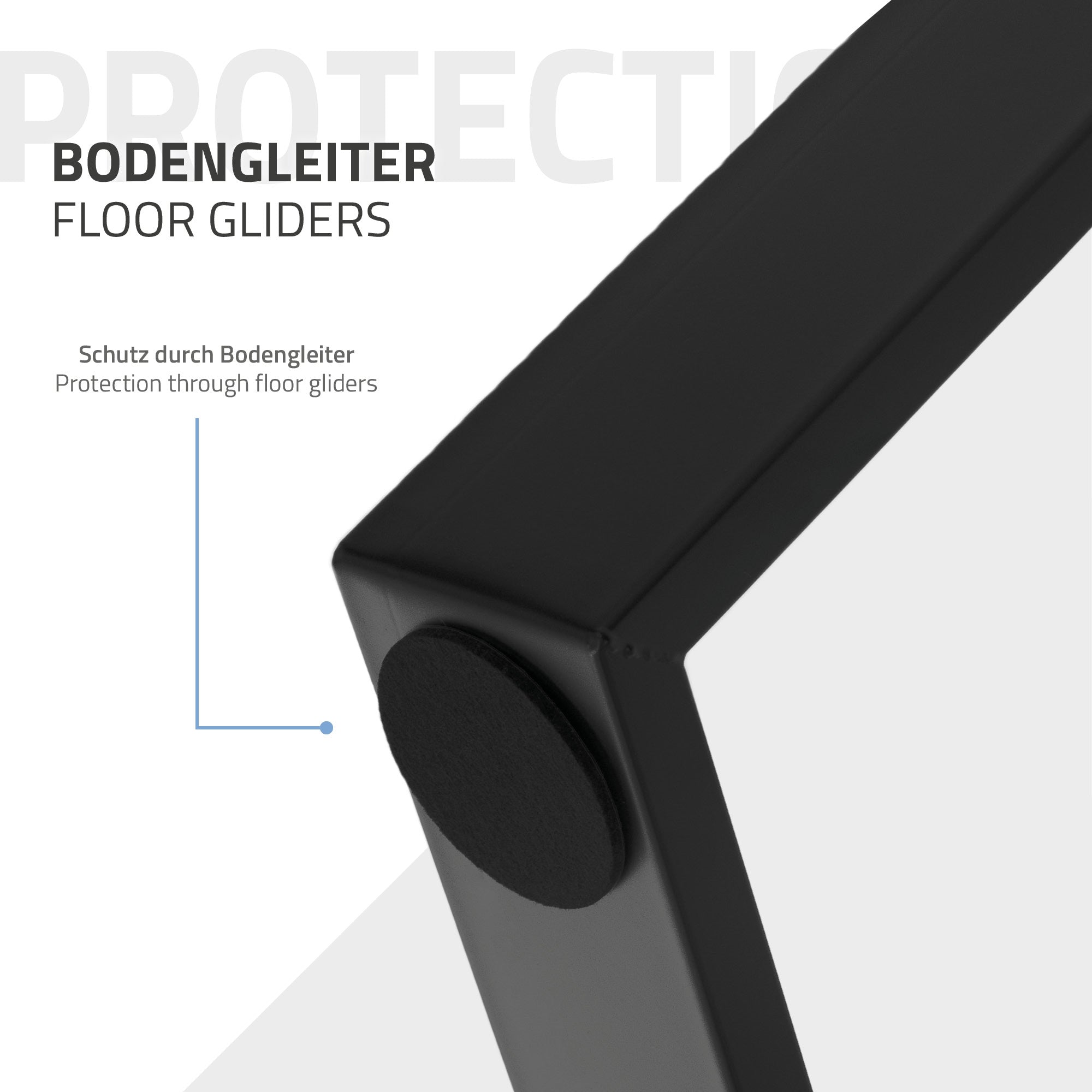 ECD Germany ML-Design pied de table noir 75x72 cm lot de 2