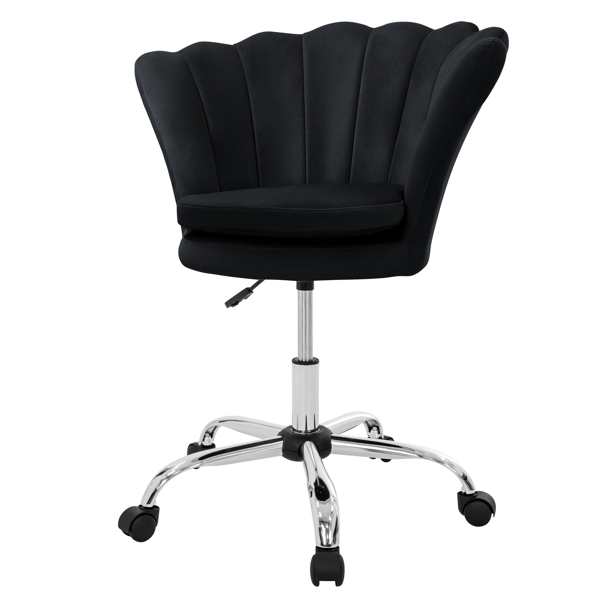 ECD Germany Möbel chaise bureau velours noire à roulettes coquillage