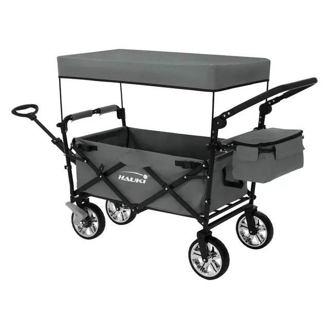 ECD Germany Garten chariot pliable XXL gris toit 120 kg