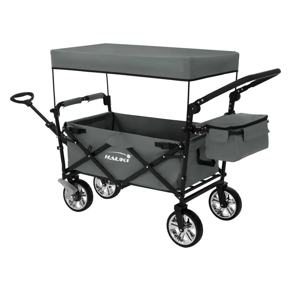 ECD Germany Garten chariot pliable XXL gris toit 120 kg