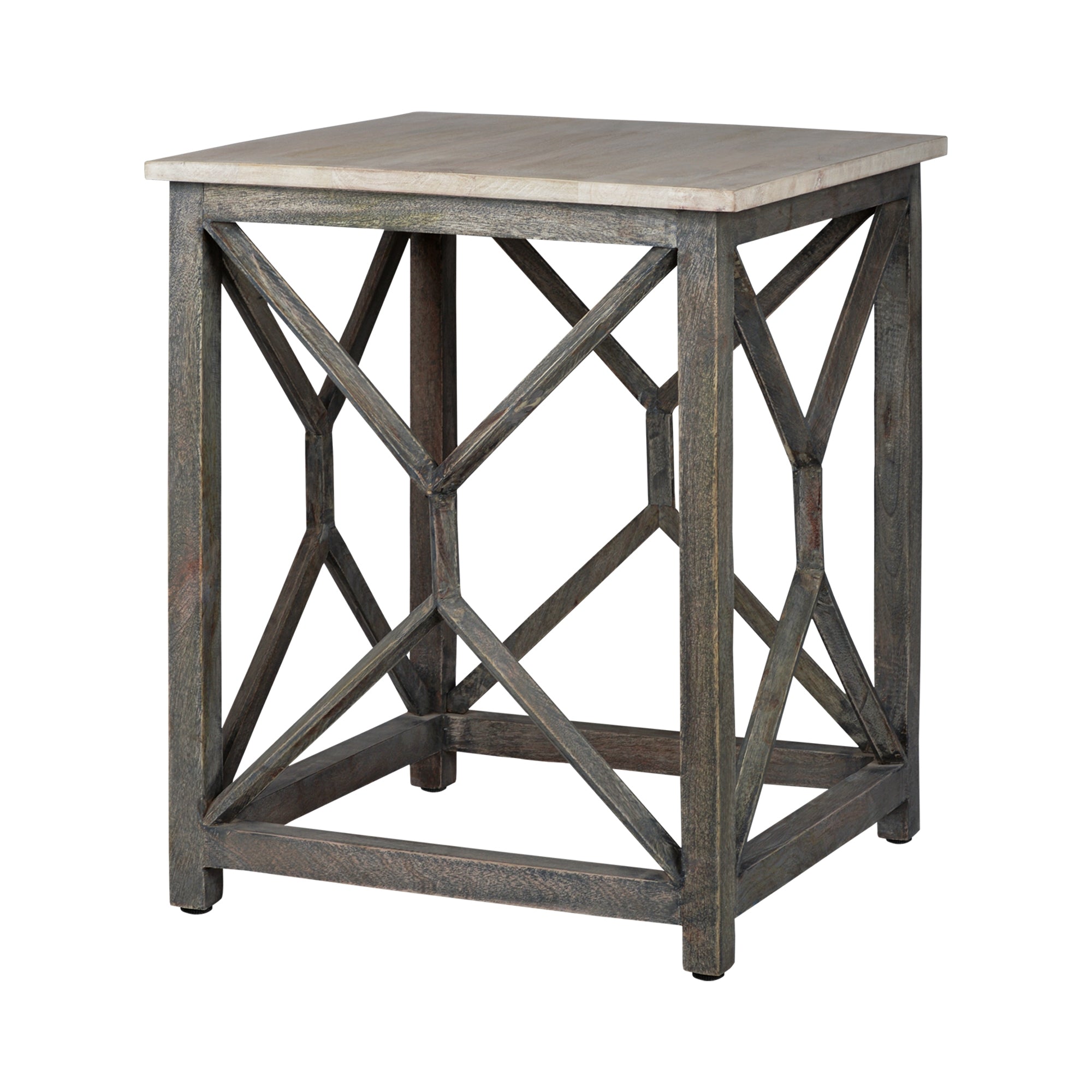 ECD Germany Möbel bout de canapé manguier gris Ø45x55 cm WOMO