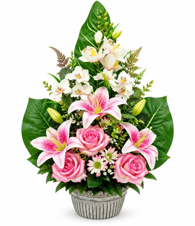Stokomani Maison vasque ciment roses lys 38 cm