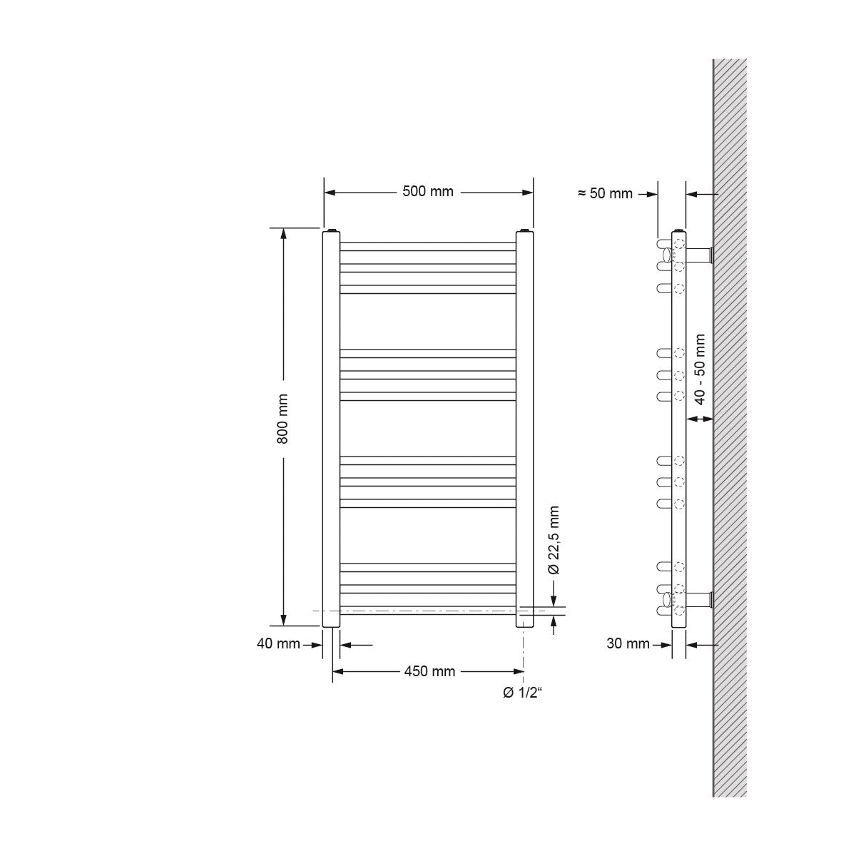 LuxeBath Heizungen sèche-serviettes 500x800 blanc 300W