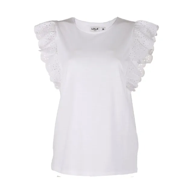Stokomani Mode Tee-shirt broderie blanc femme M
