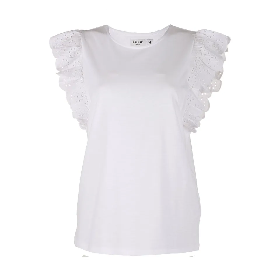Stokomani Mode Tee-shirt broderie blanc femme M