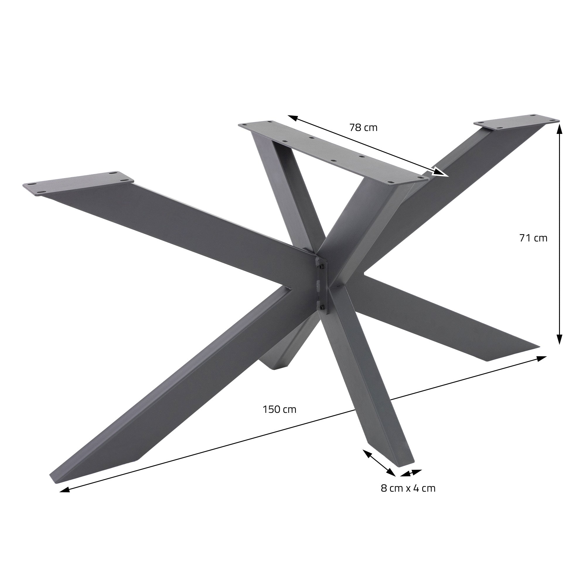 ECD Germany Möbel Pieds Table X-Design Anthracite Métal 200 kg