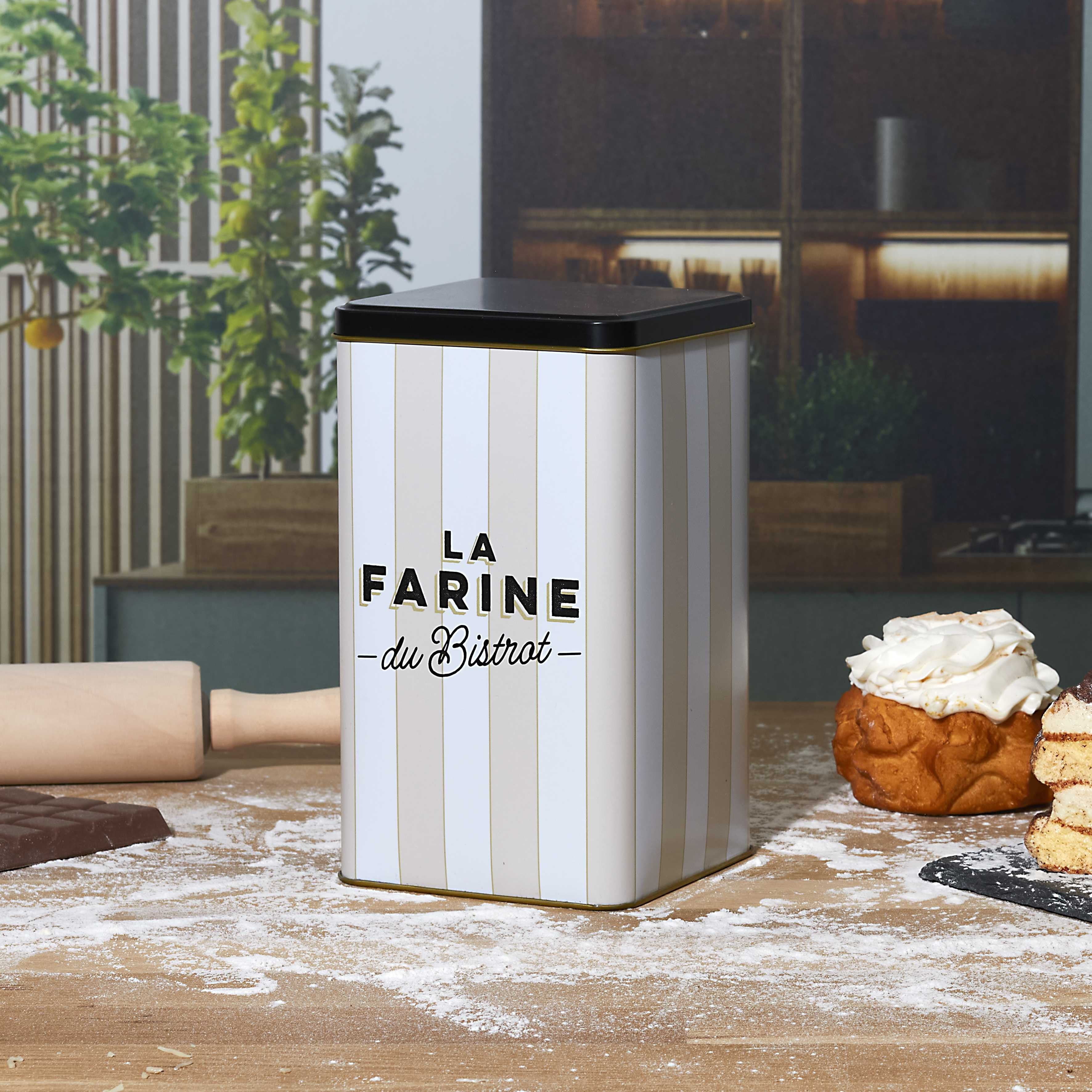 Stokomani Maison boîte farine métal Bistrot 10,8 cm
