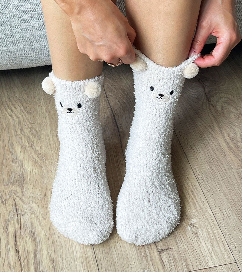 L'avant gardiste Lifestyle & Fun chaussettes Ourson moumoute beige