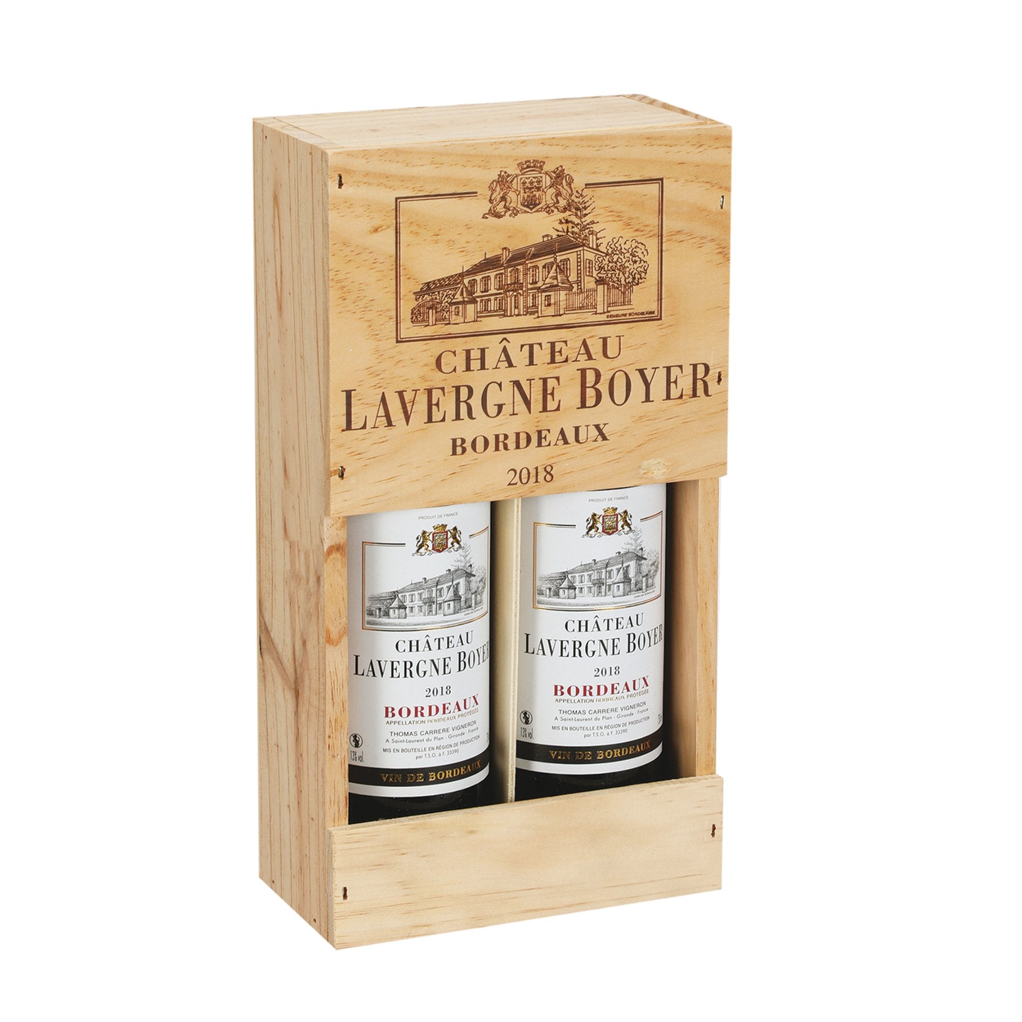 Château Lavergne Boyer coffret bois 2 bouteilles vin