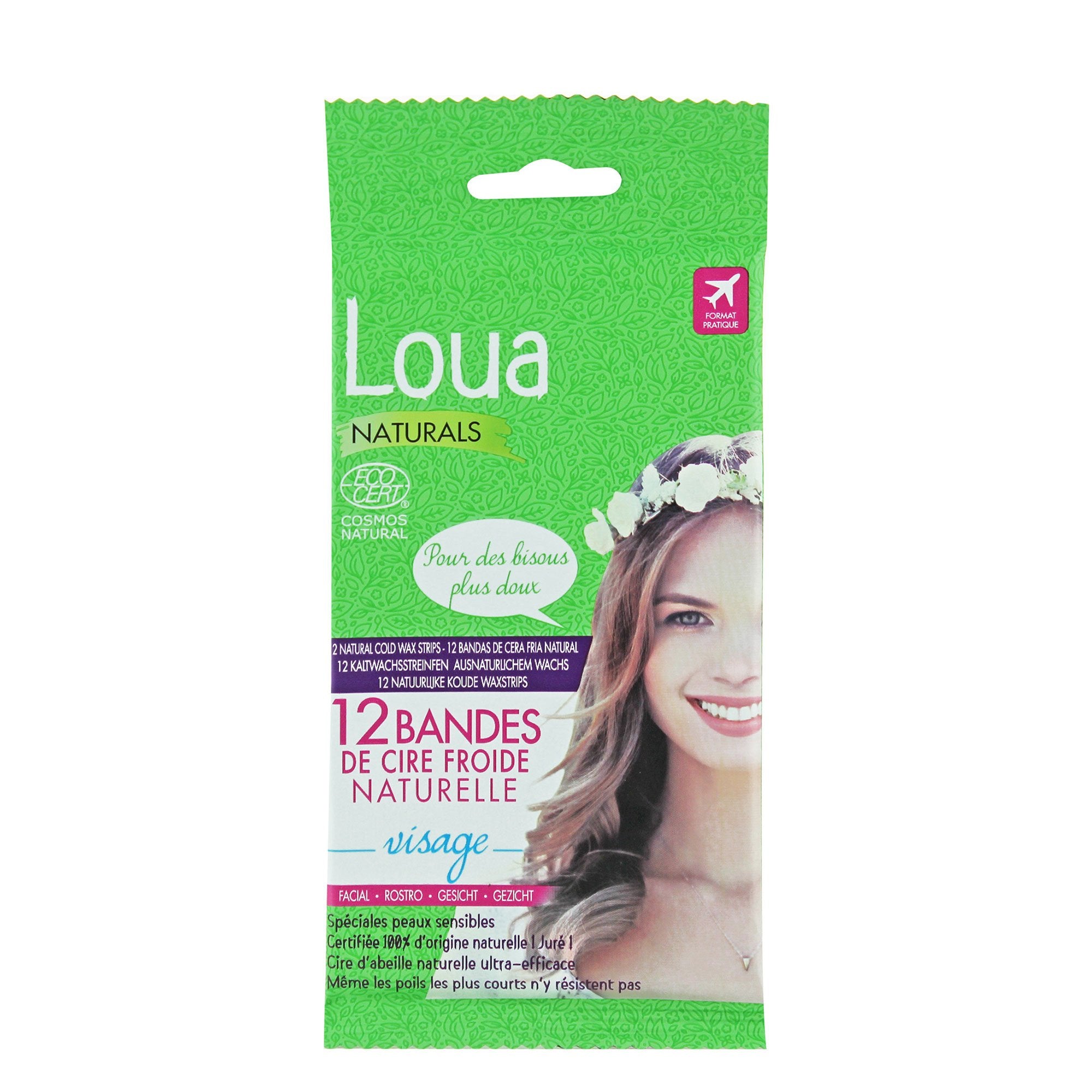 Loua 12 bandes cire froide visage bio