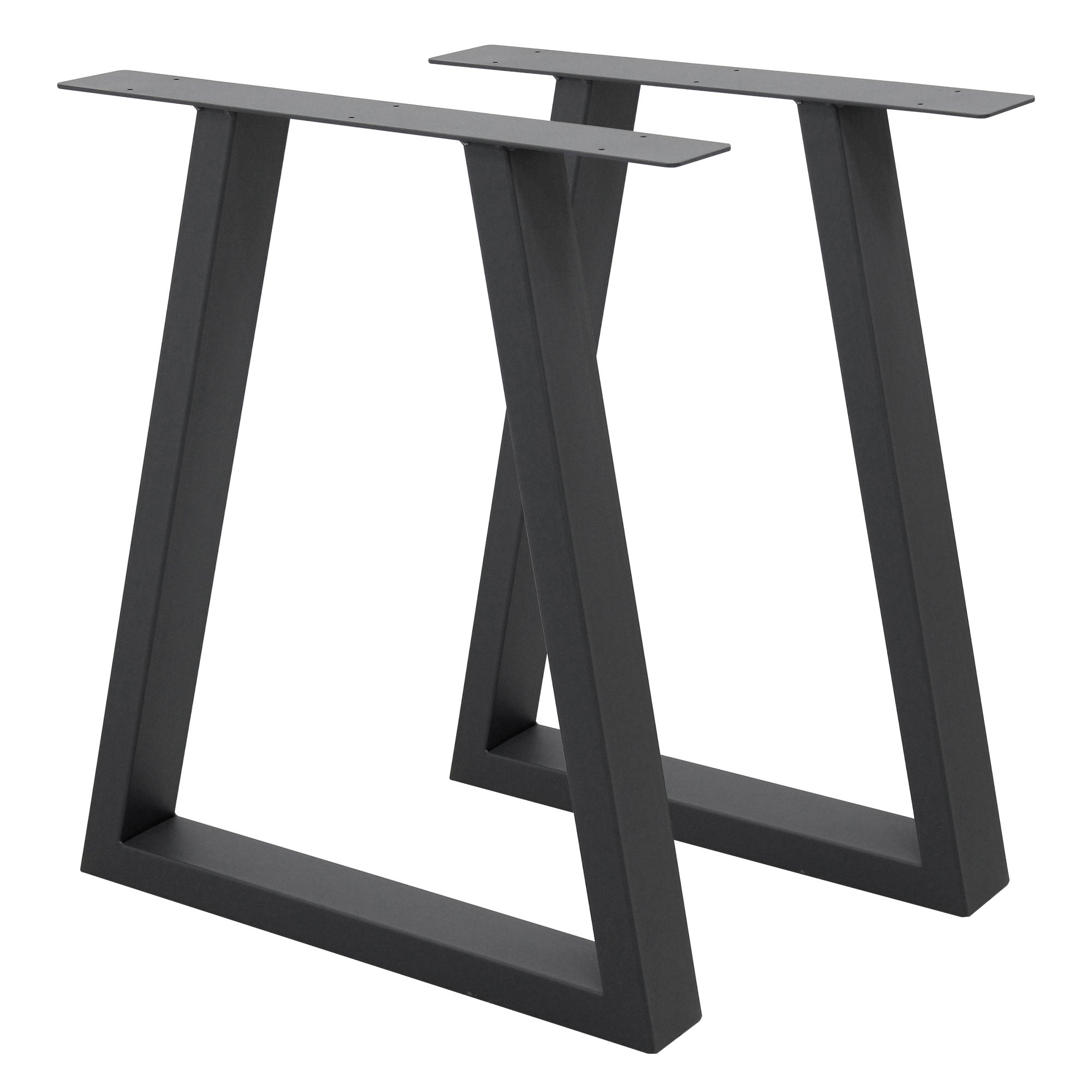 ECD Germany Möbel pieds de table trapèze acier noir 60x72 cm lot de 2