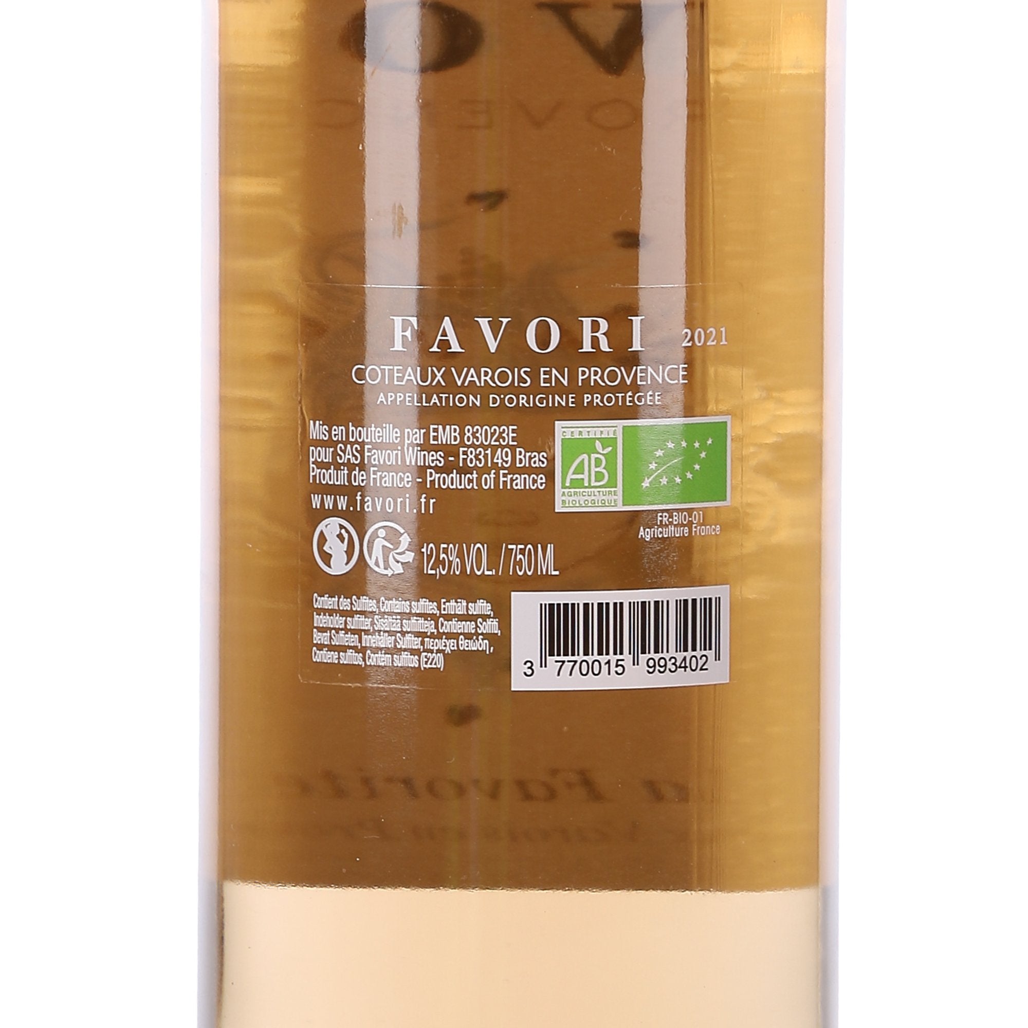 Favori IGP 2021 13% vin bio bouteille