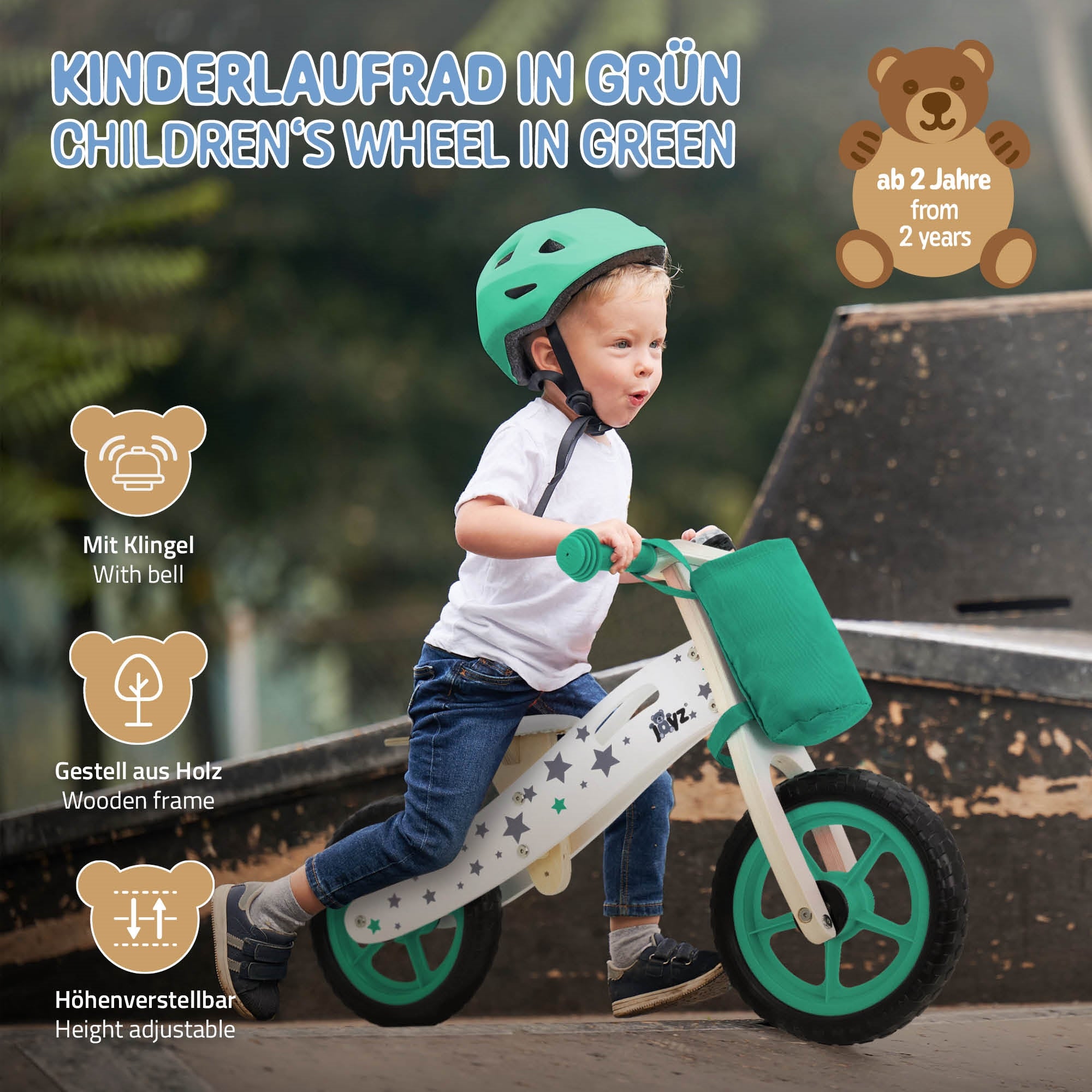 ECD Germany Kinder Joyz draisienne bois bleue siège réglable dès 2 ans