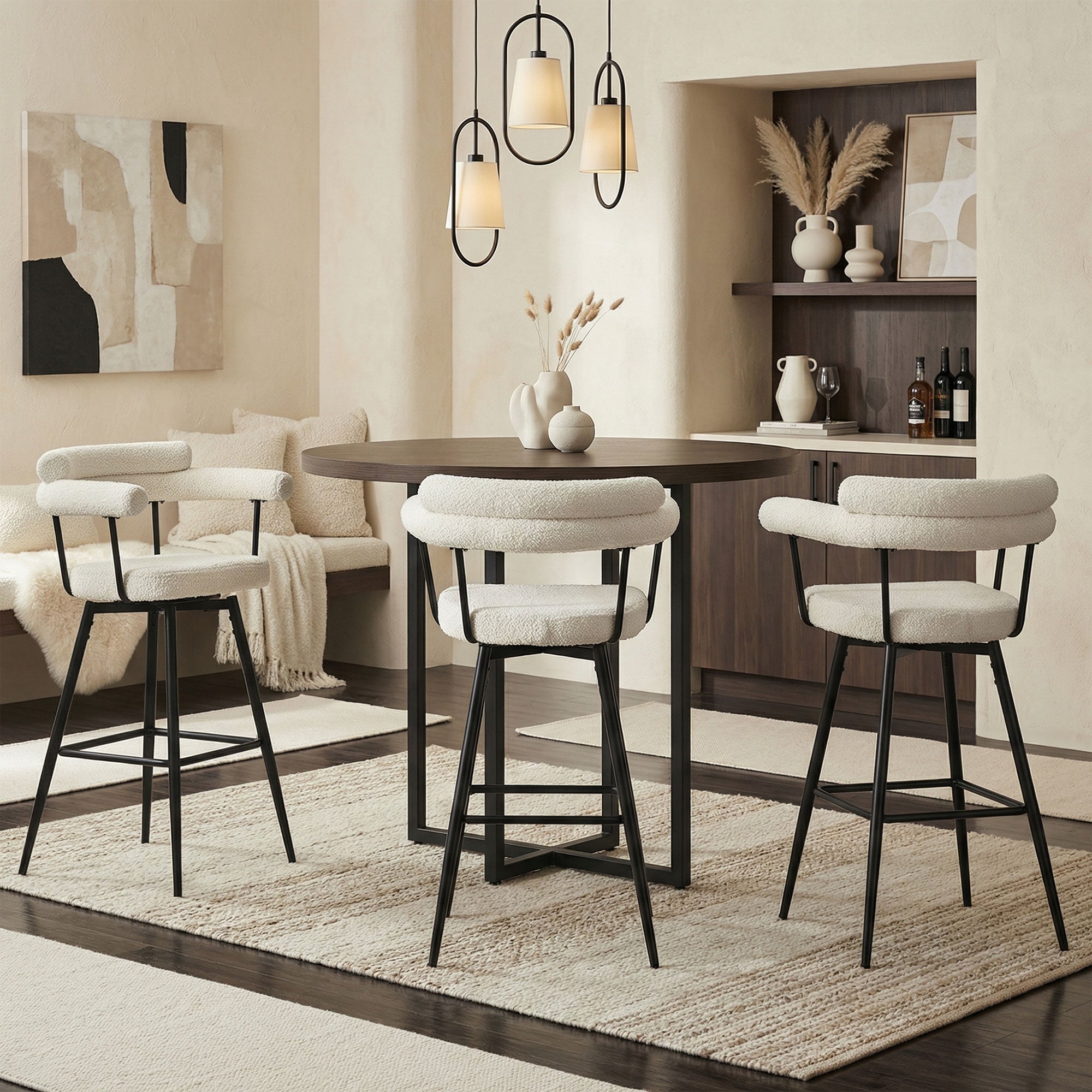 ECD Germany Möbel lot 4 tabourets de bar beiges pivotants 61x103