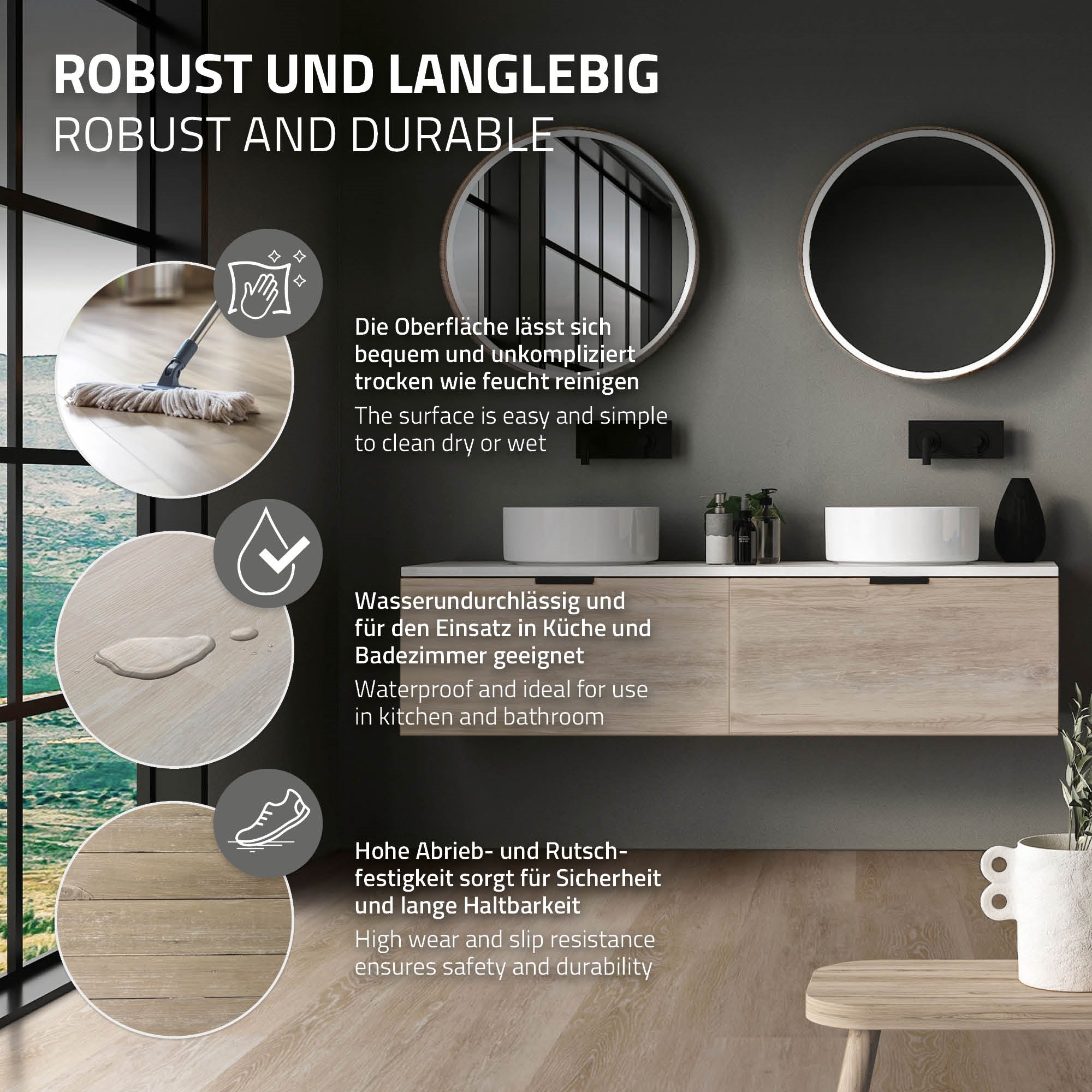 ECD Germany sol vinyle Eiche Afterglow 6,16m² chêne 4,2mm