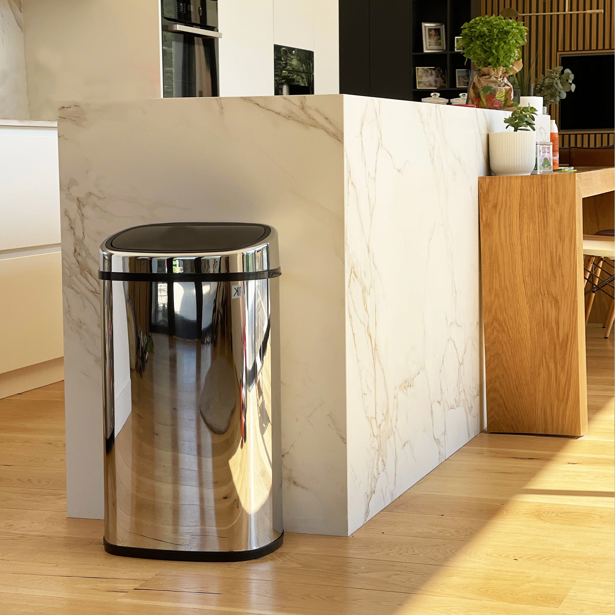 Red Deco City 48L poubelle cuisine inox push