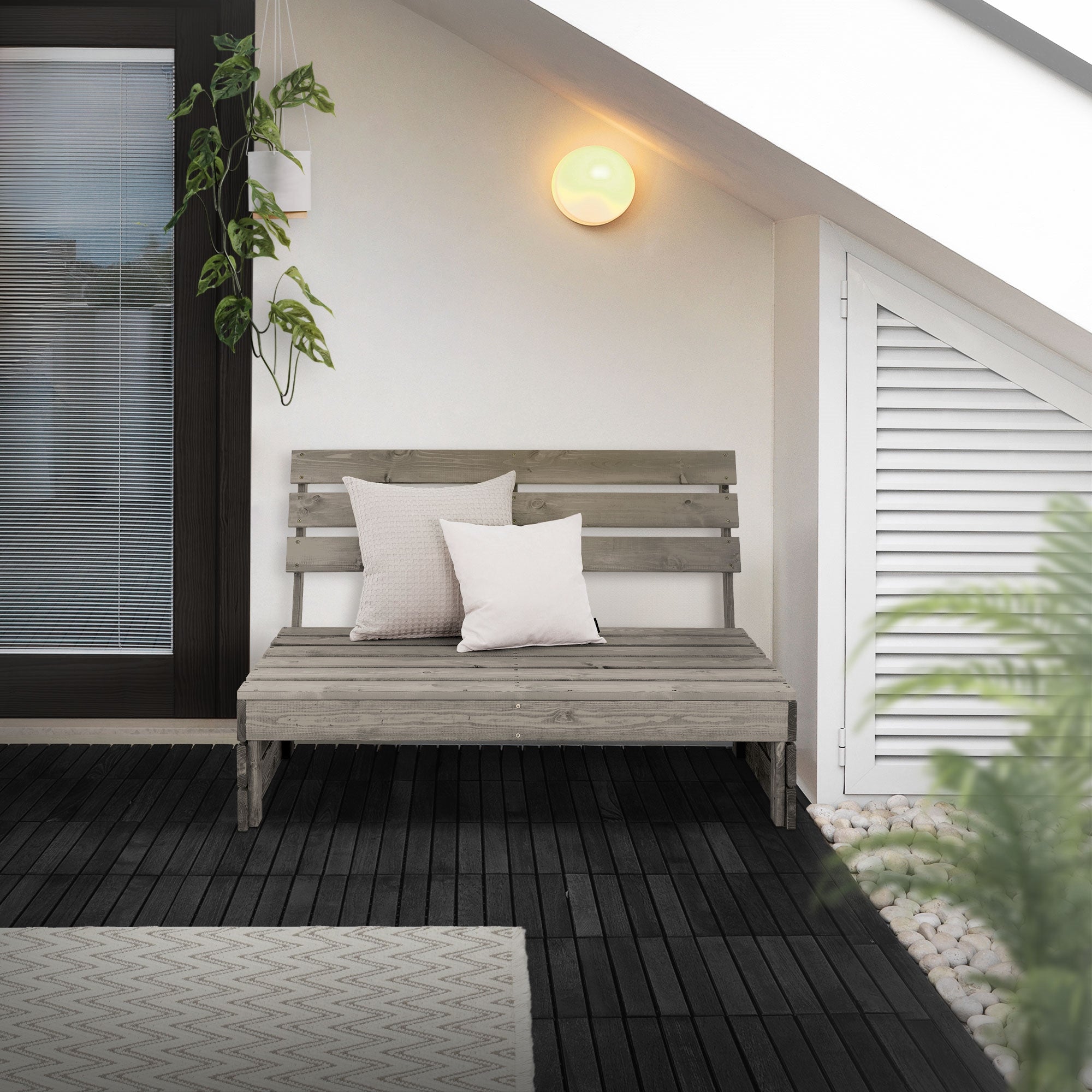 ECD Germany Garten Banc de jardin 3 places gris 120 cm bois massif
