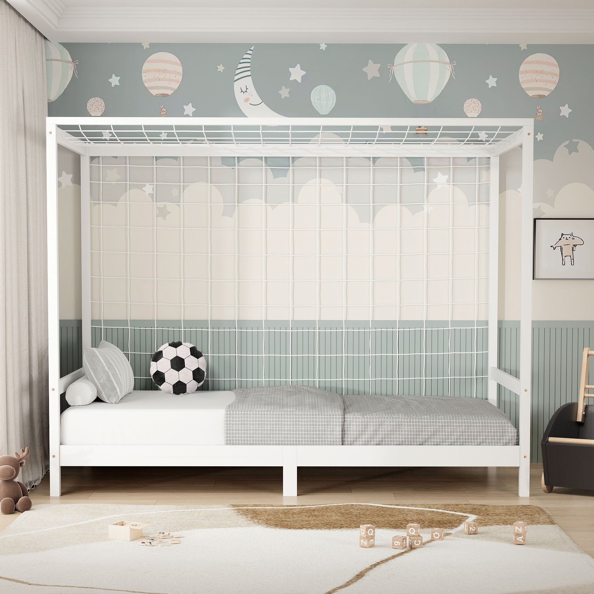ML-Design lit enfant but foot 90x200 blanc bois + sommier