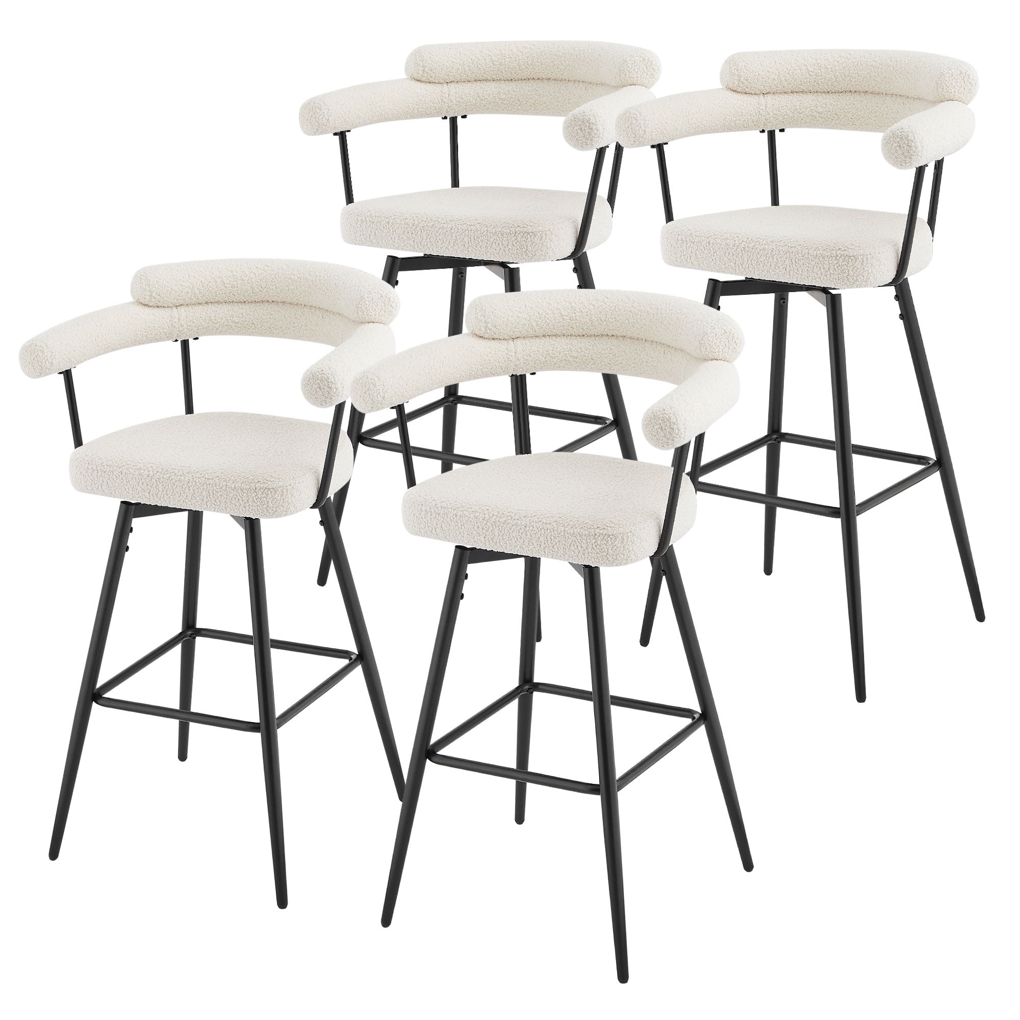 ECD Germany ML-Design tabouret de bar pivotant beige lot 2