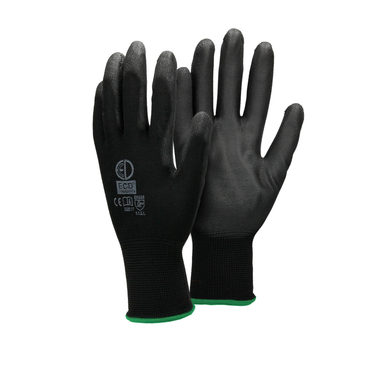 ECD Germany Werkstatt Gants de travail PU noir XXL lot 60 paires