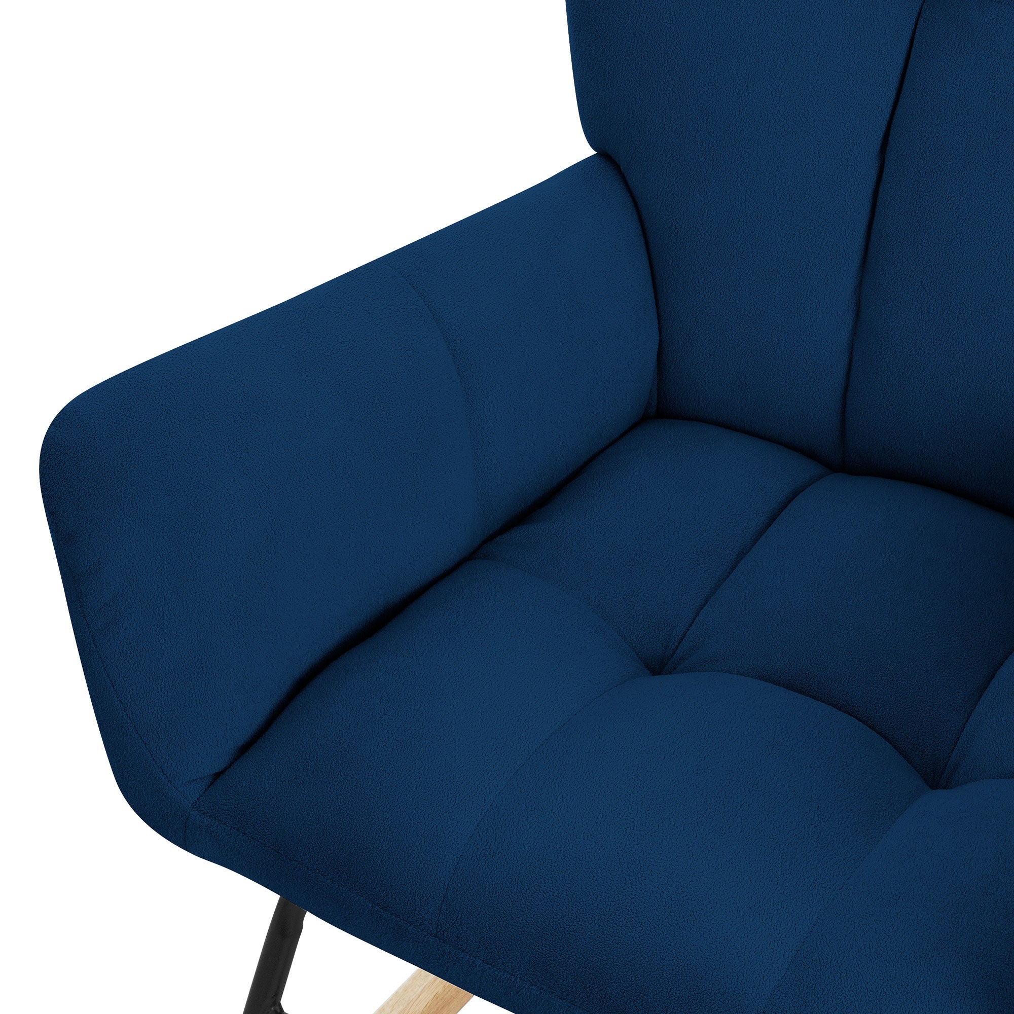 ECD Germany Fauteuil à Bascule Bleu Foncé Bouclette Bois