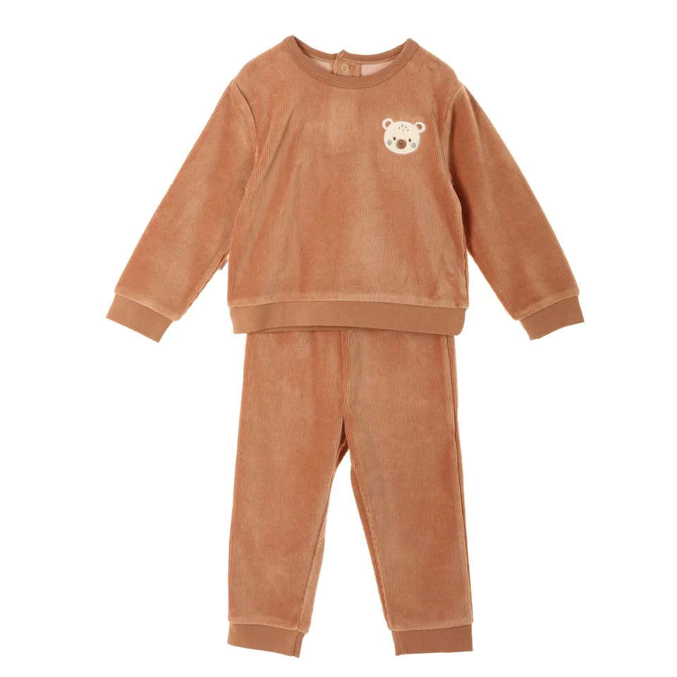 Ensemble Bébé Velours marron 03M à 36M doux hiver