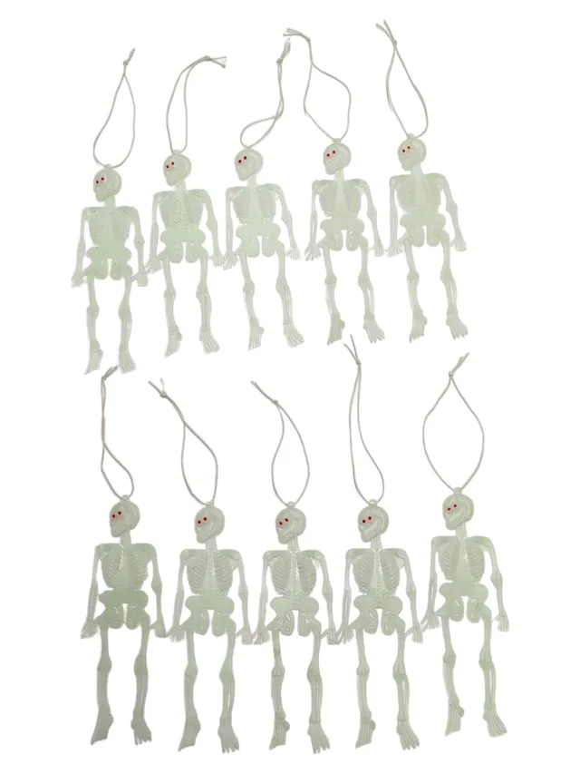 Stokomani Fêtes et cérémonies squelette phosphorescent Halloween 10 pièces