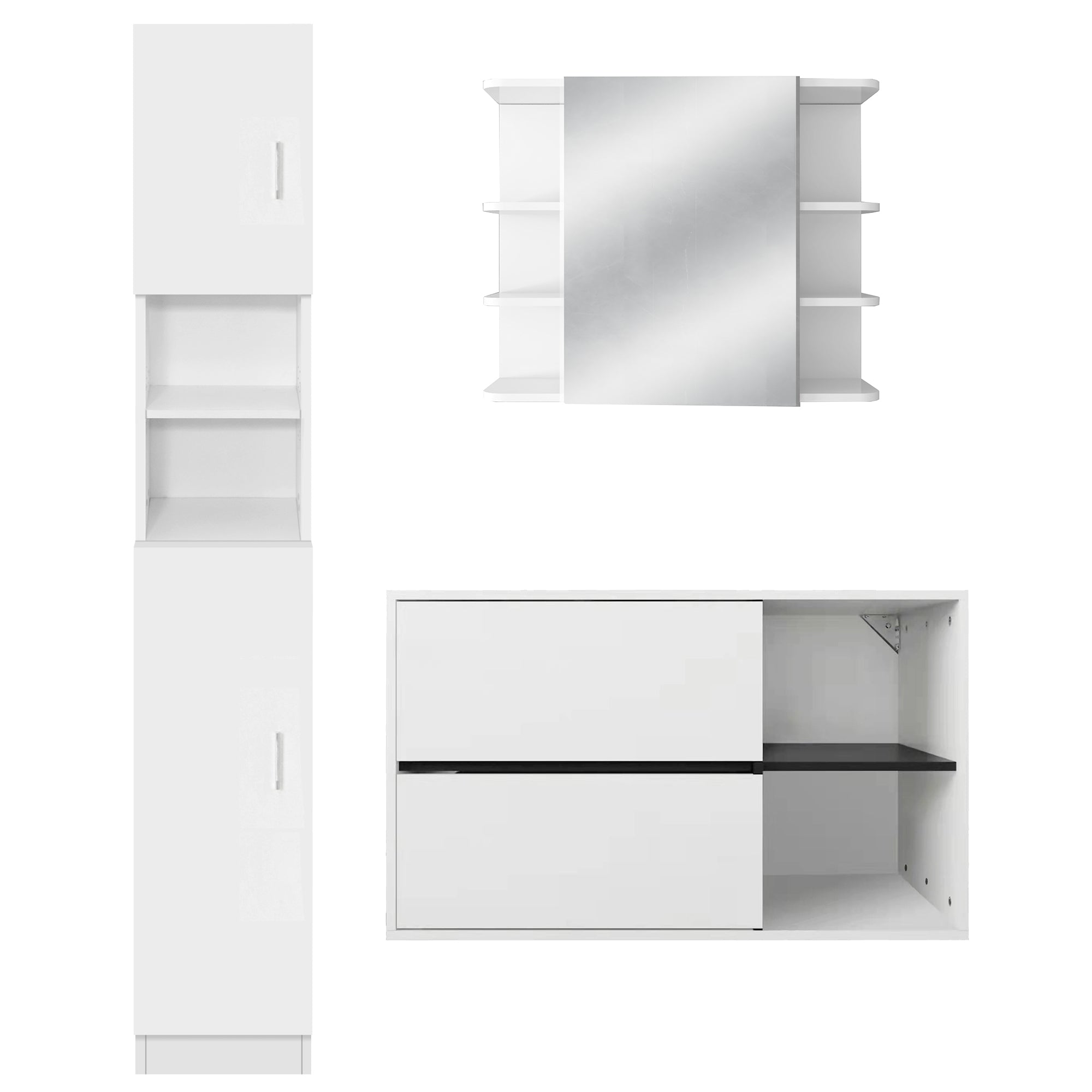 ECD Germany Möbel ensemble salle de bain blanc 3 pièces bois