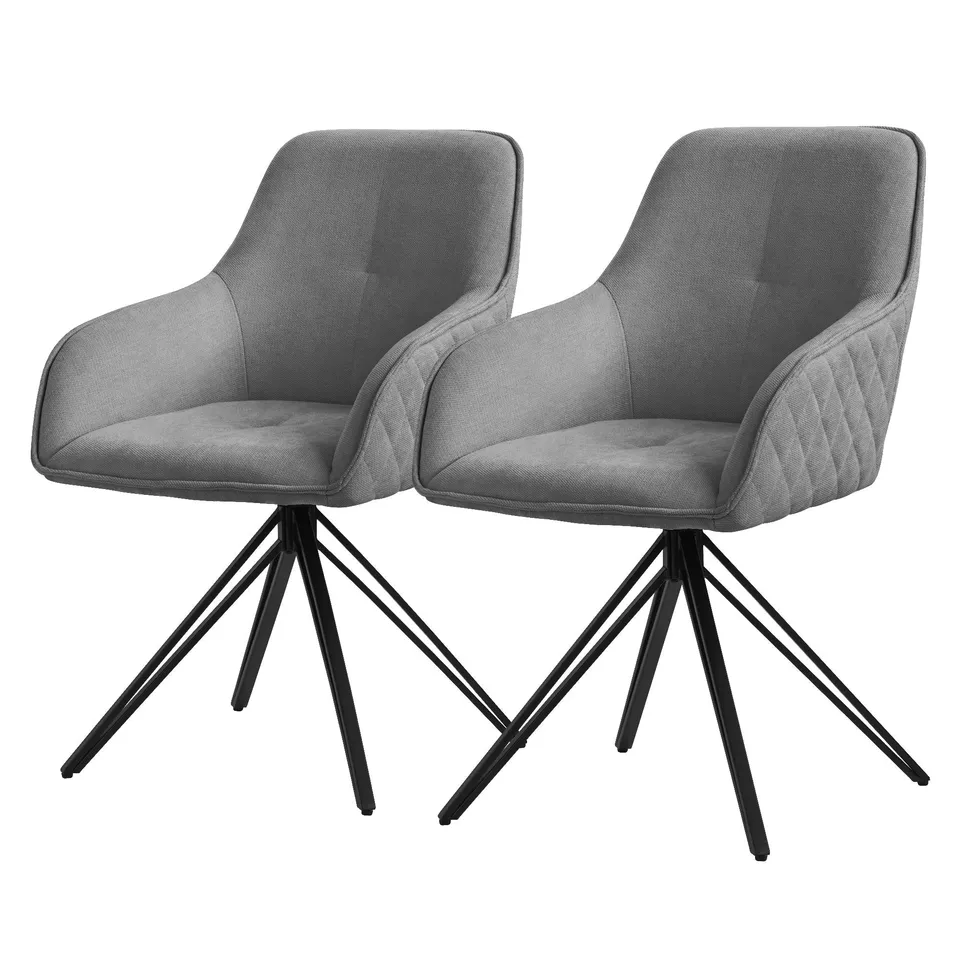 ECD Germany chaise salle à manger pivotante grise lot 2 tissu