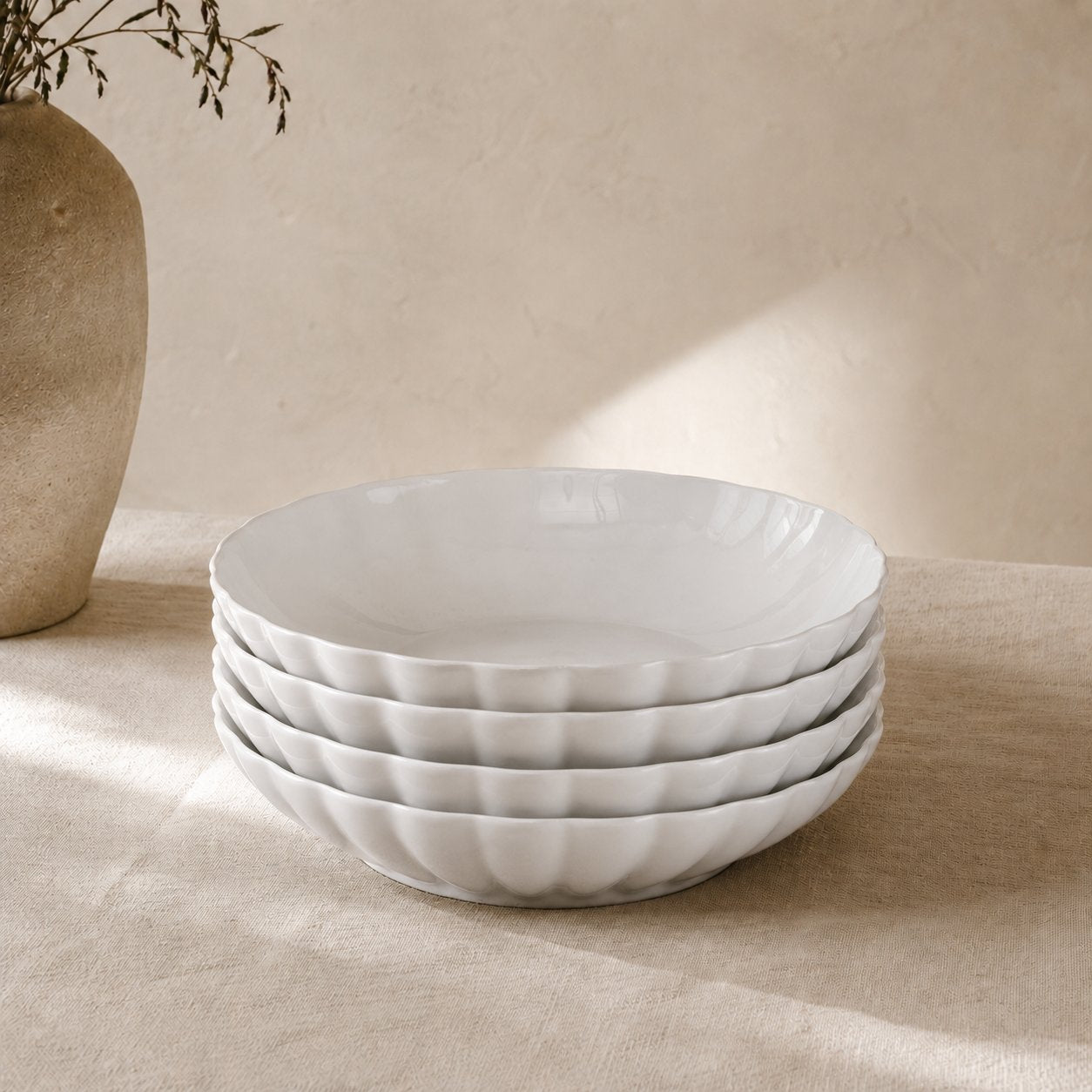 Stokomani Maison Lot 4 Assiettes Creuses Coquillage vaisselle