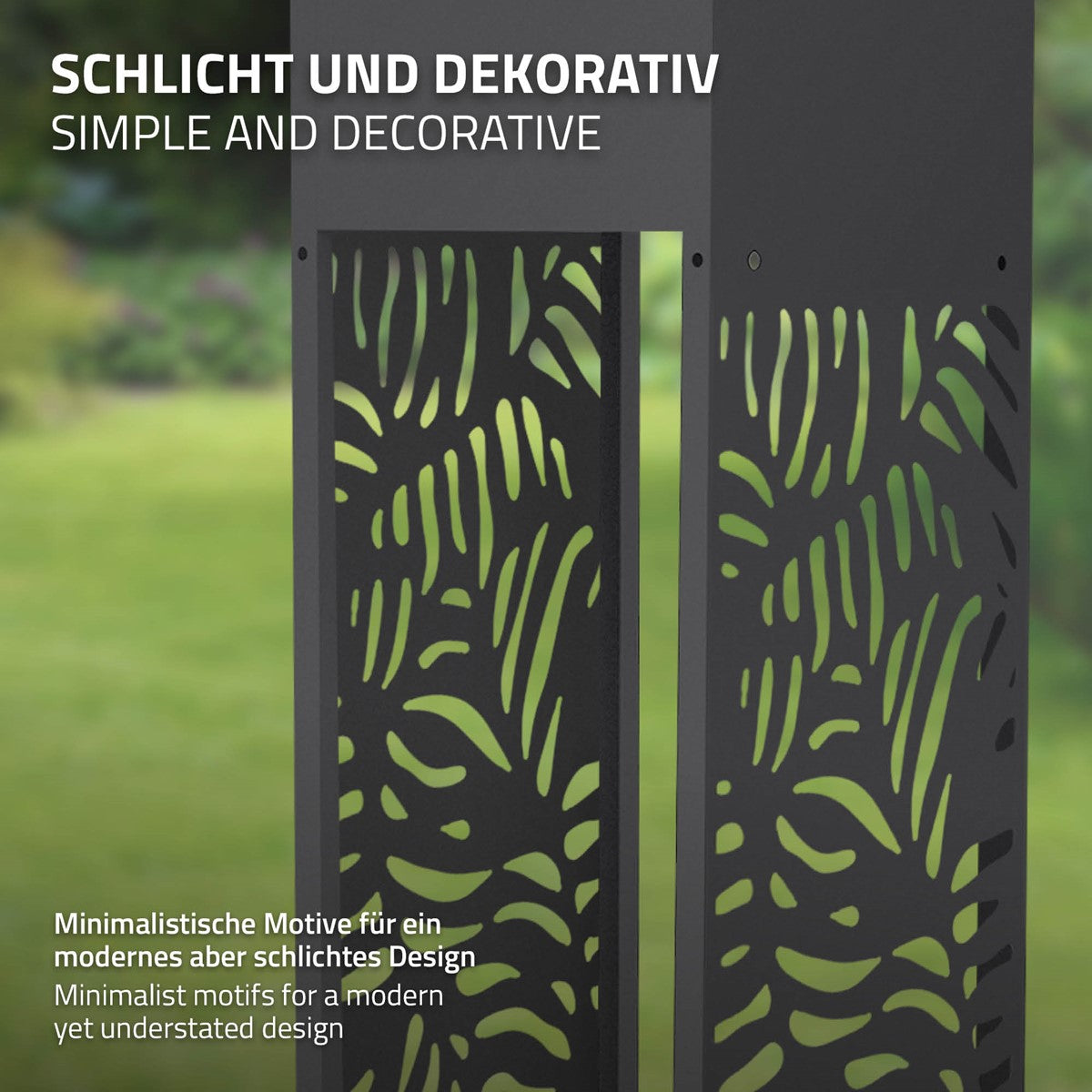 ECD Germany Garten range-bûches 30x111 cm anthracite feuilles