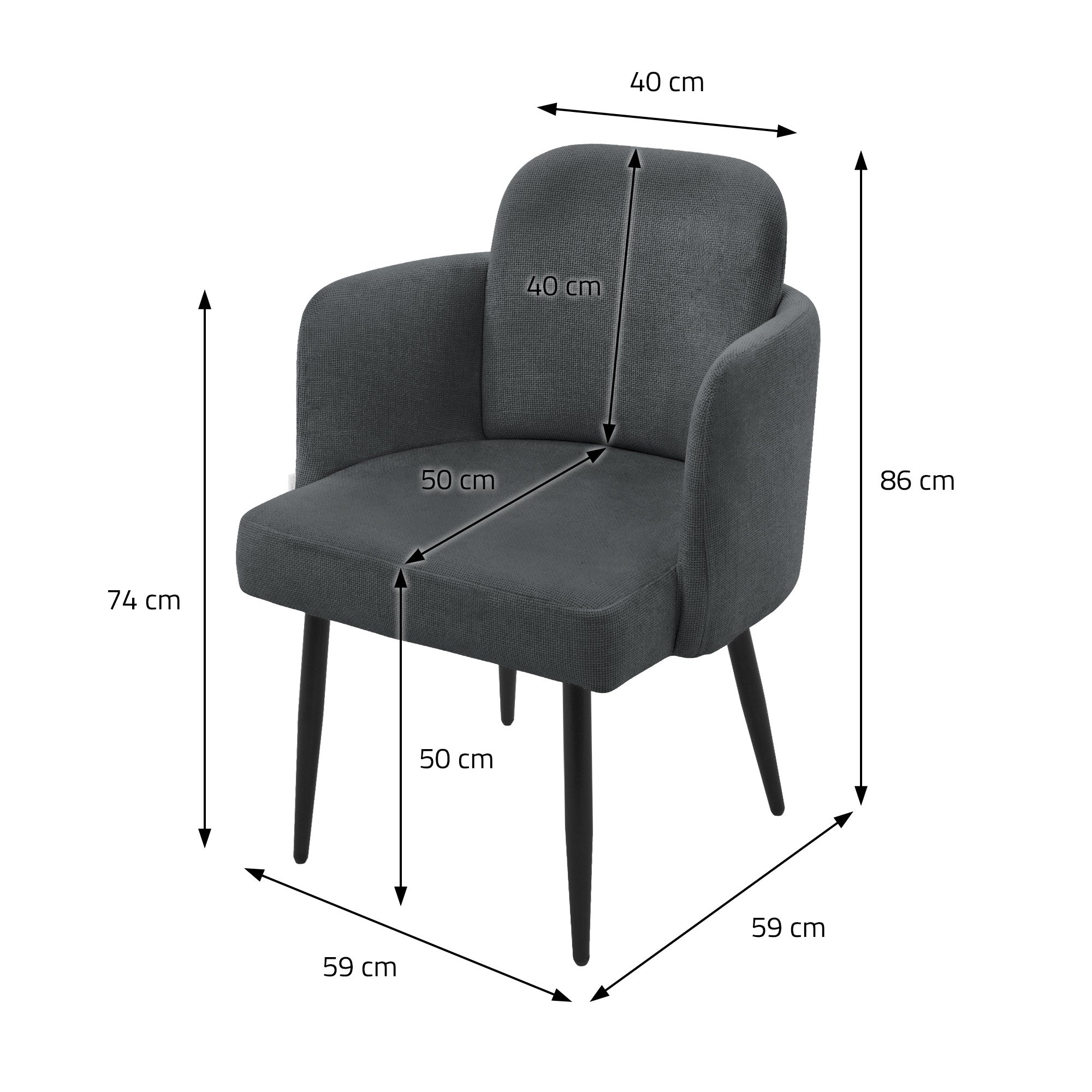ECD Germany ML chaises salle à manger anthracite 120 kg lot 6