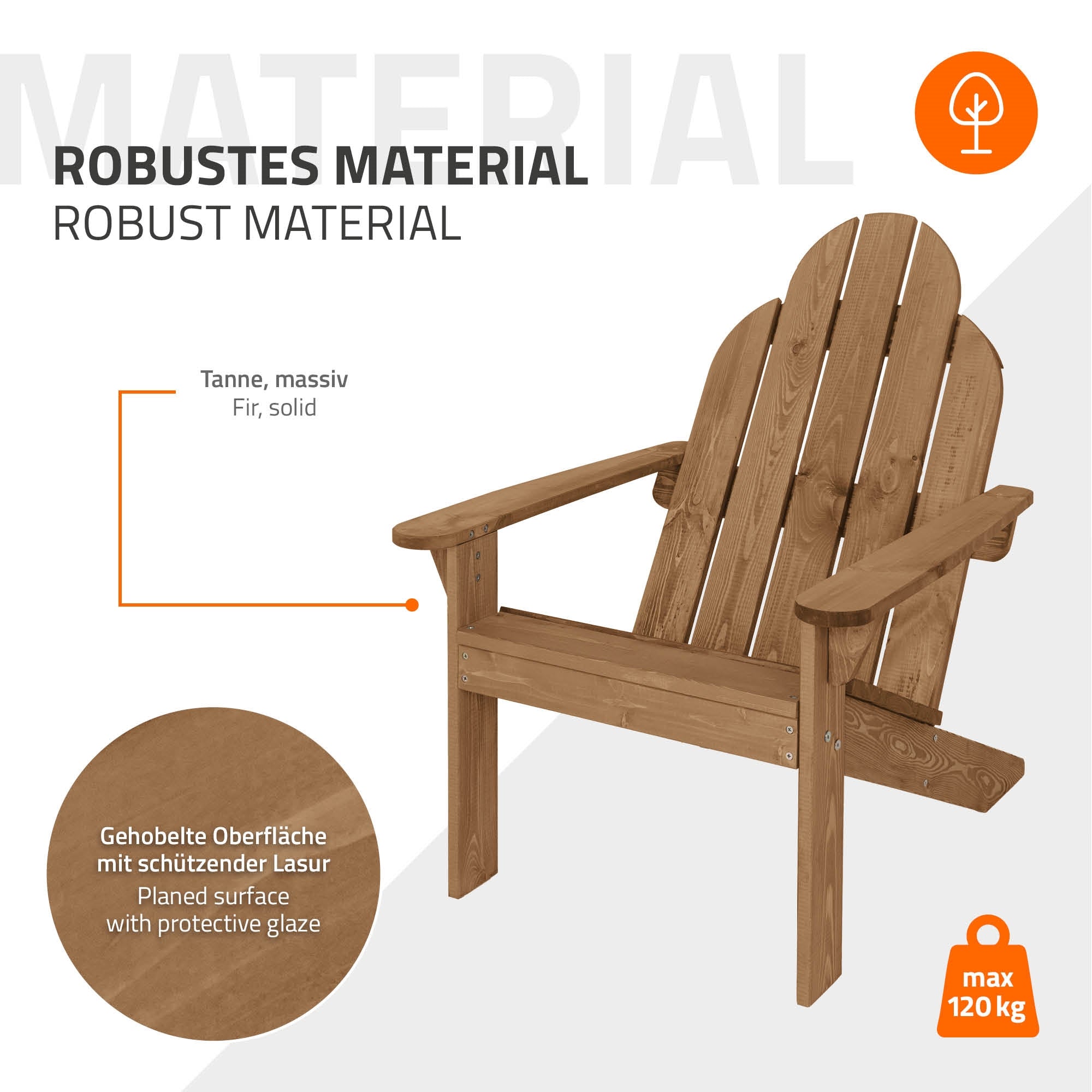 ECD Germany Garten lot 2 fauteuils Adirondack bois marron