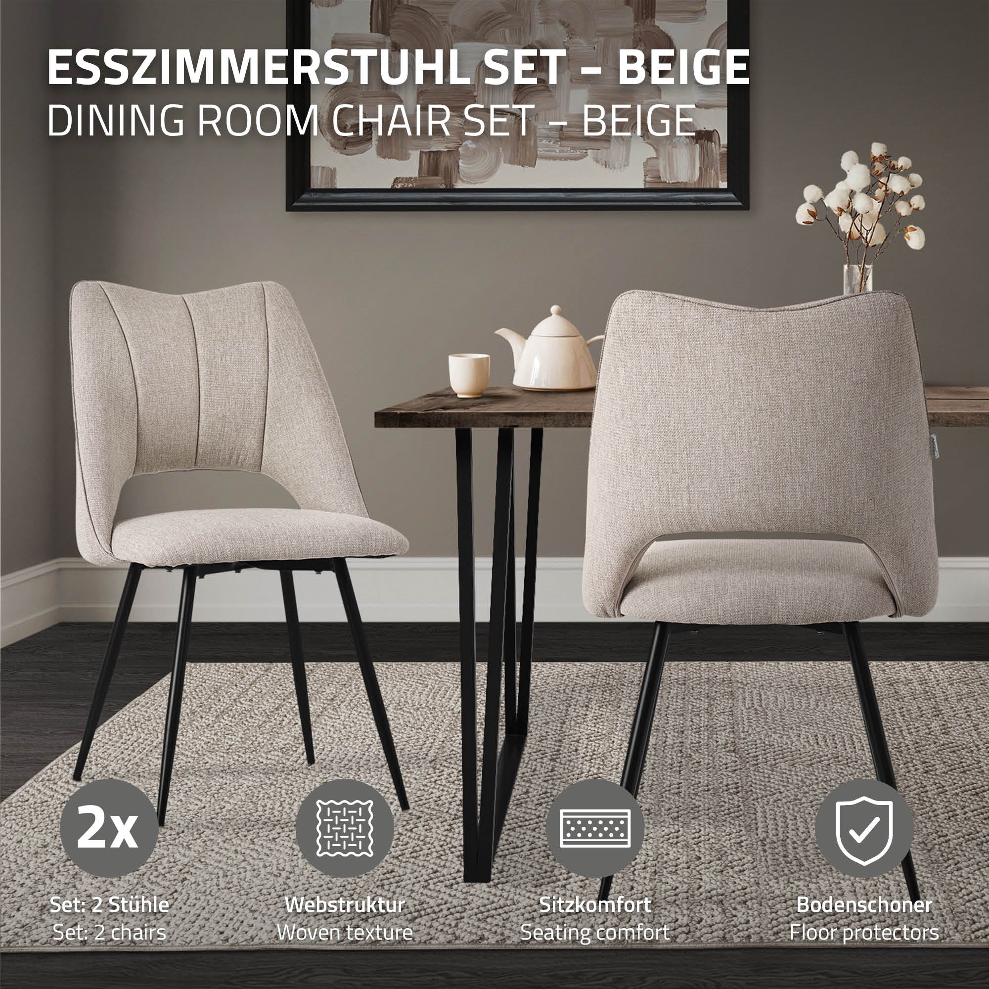 ECD Germany Möbel Chaise salle à manger beige lot 2