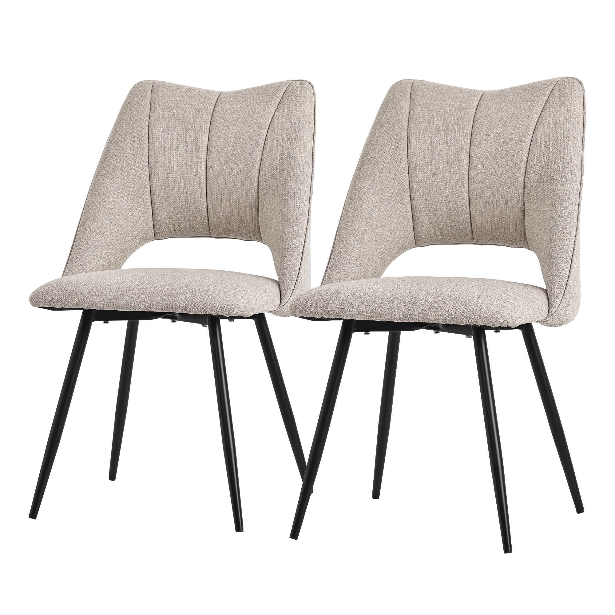 ECD Germany Möbel ML-Design chaise cuisine beige lot de 2 rembourrée
