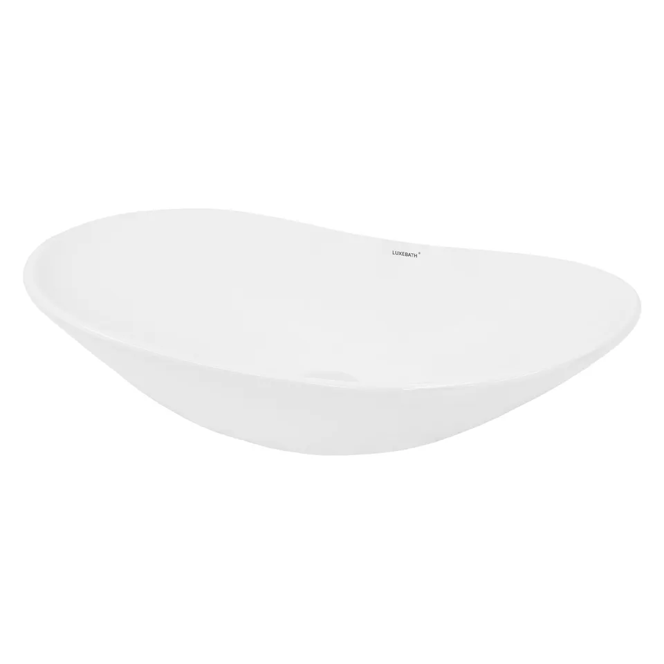 LuxeBath vasque ovale à poser blanche 64 cm céramique sans trop-plein