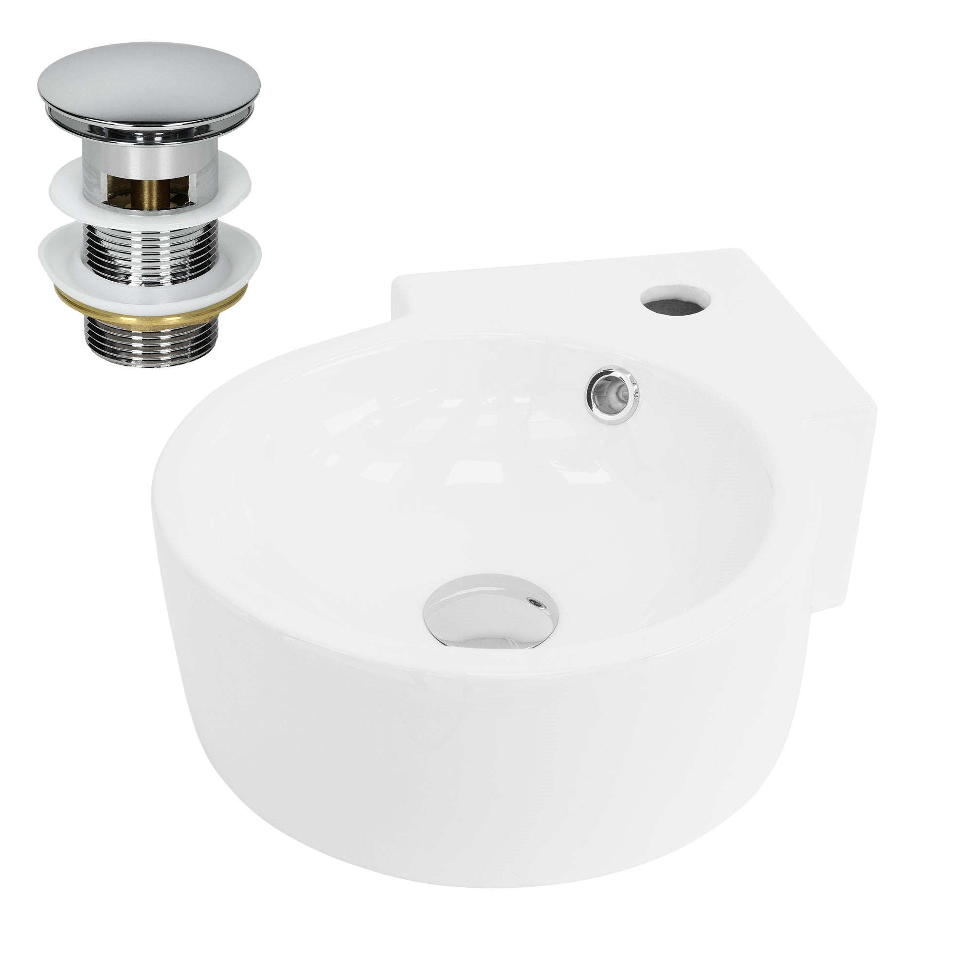 ECD Germany Sanitär LuxeBath lavabo noir avec bonde argent