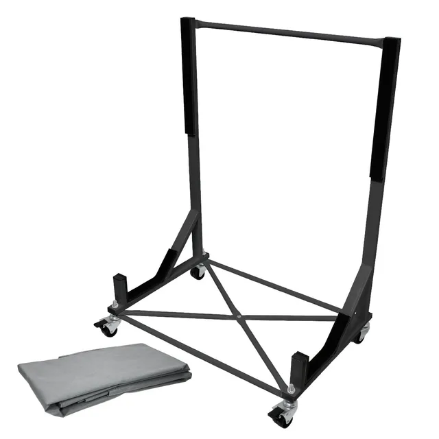 ECD Germany Garten Support hardtop noir acier + housse XXL roulettes