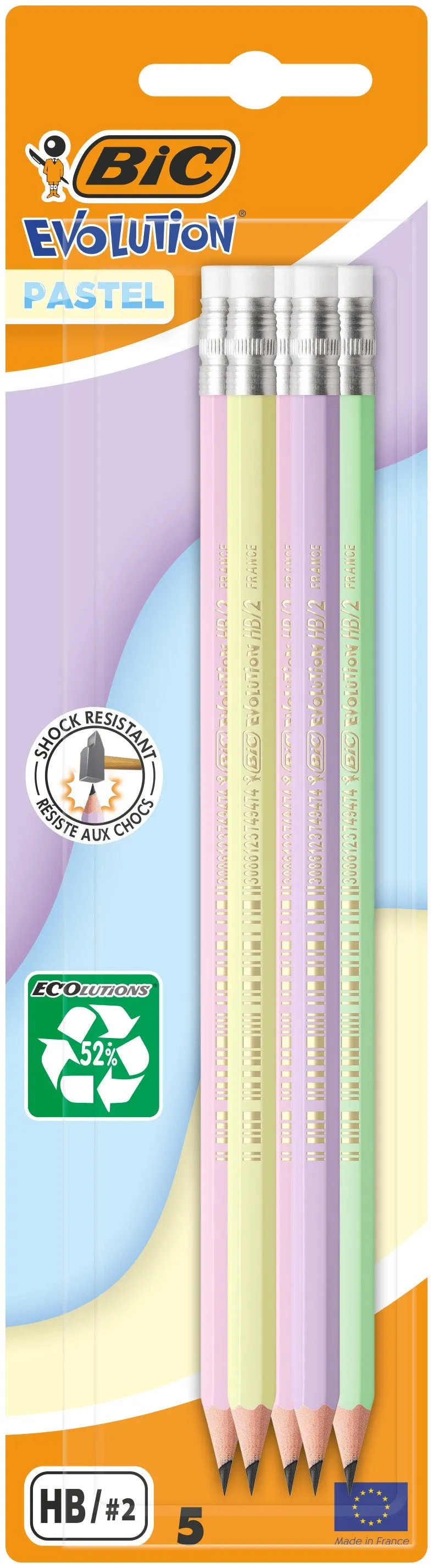 BIC crayons papier HB pastel x5 mine grise