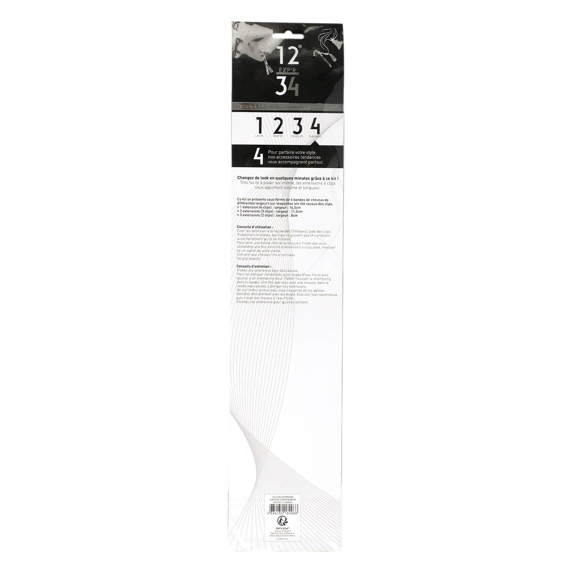 Stokomani Beauté extensions cheveux à clips châtain 46 cm
