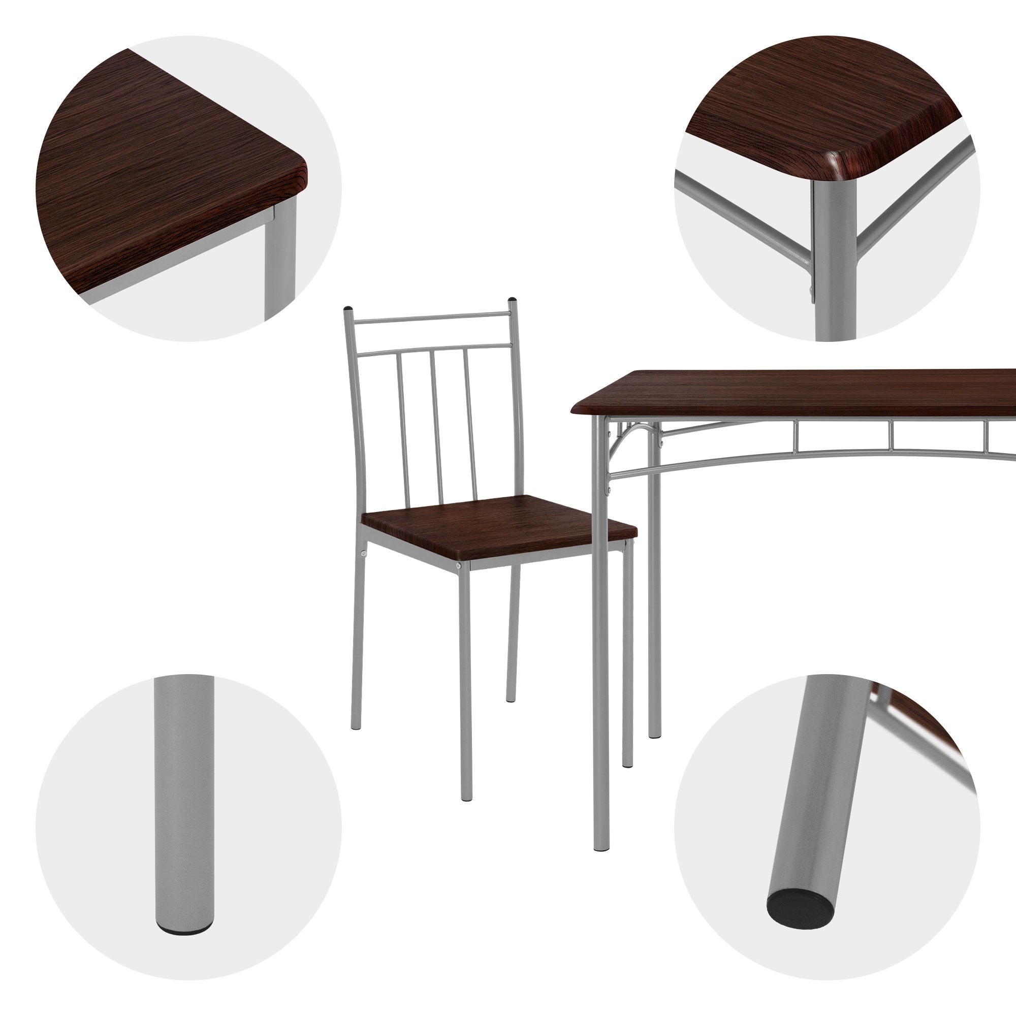 ECD Germany Möbel ensemble salle à manger 5 pièces marron foncé bois