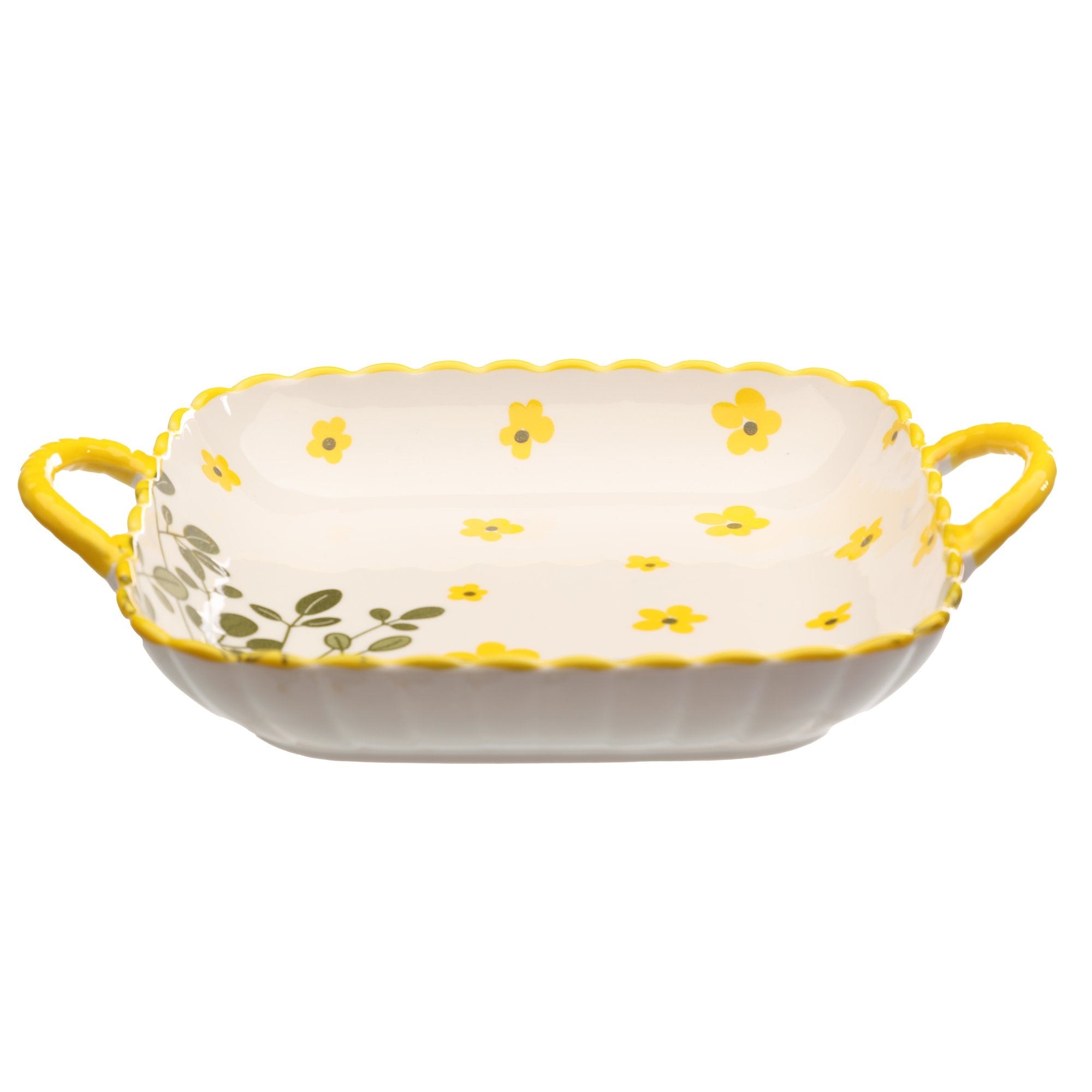 Stokomani Maison plat céramique anse 25x20 cm jaune