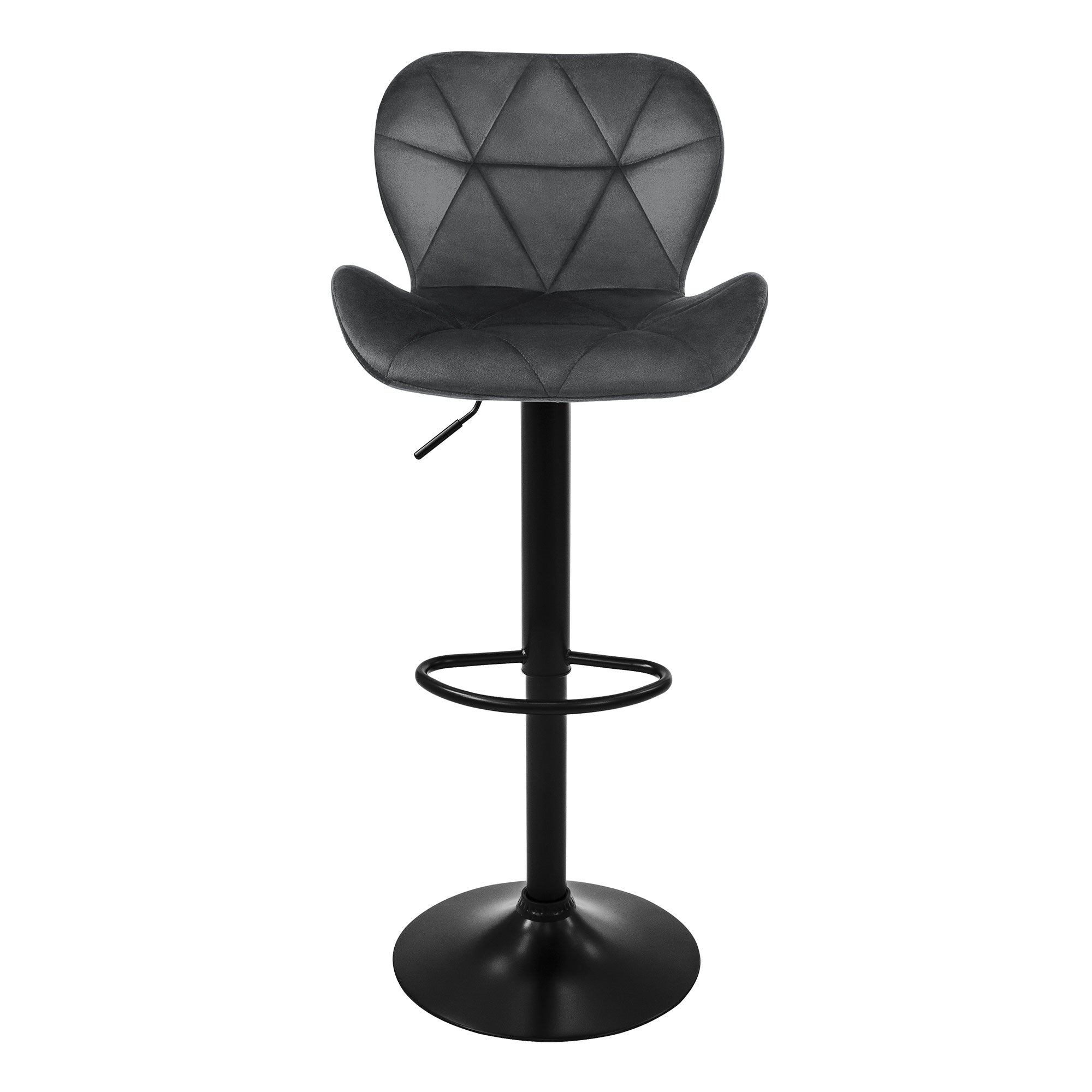 ECD Germany Tabouret Bar Velours Gris Lot 2 Réglable 59-79 cm